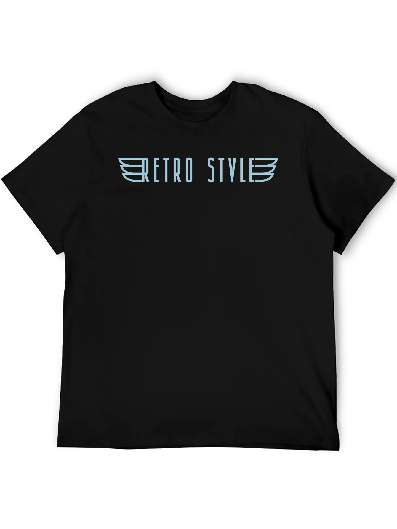 Black Retro Style Graphic Tee - Winged Design view 5