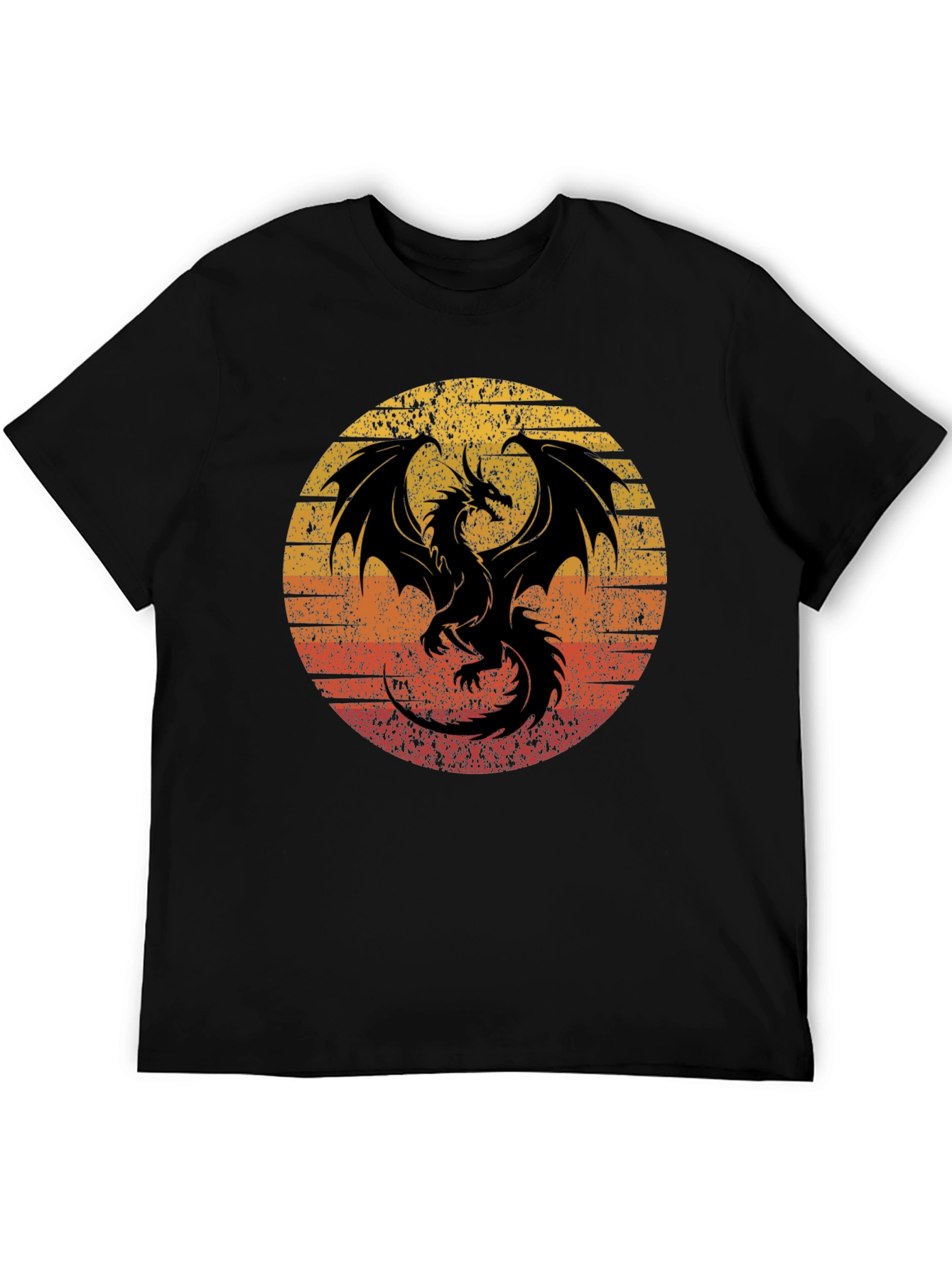 Black Retro Dragon Graphic Tee - Men's Black T-Shirt view 5