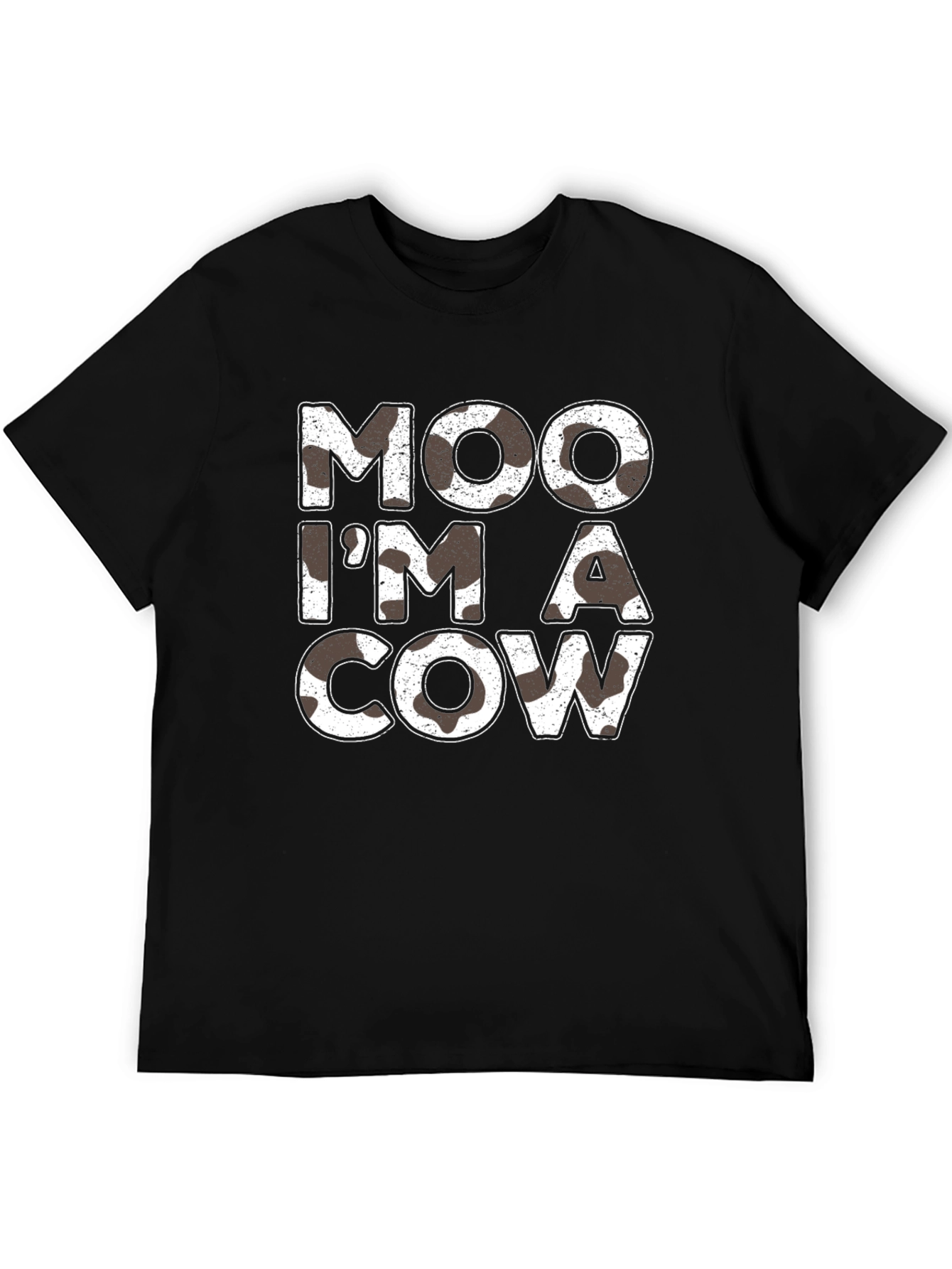 Black Moo I'm a Cow Graphic Print Black T-Shirt view 5