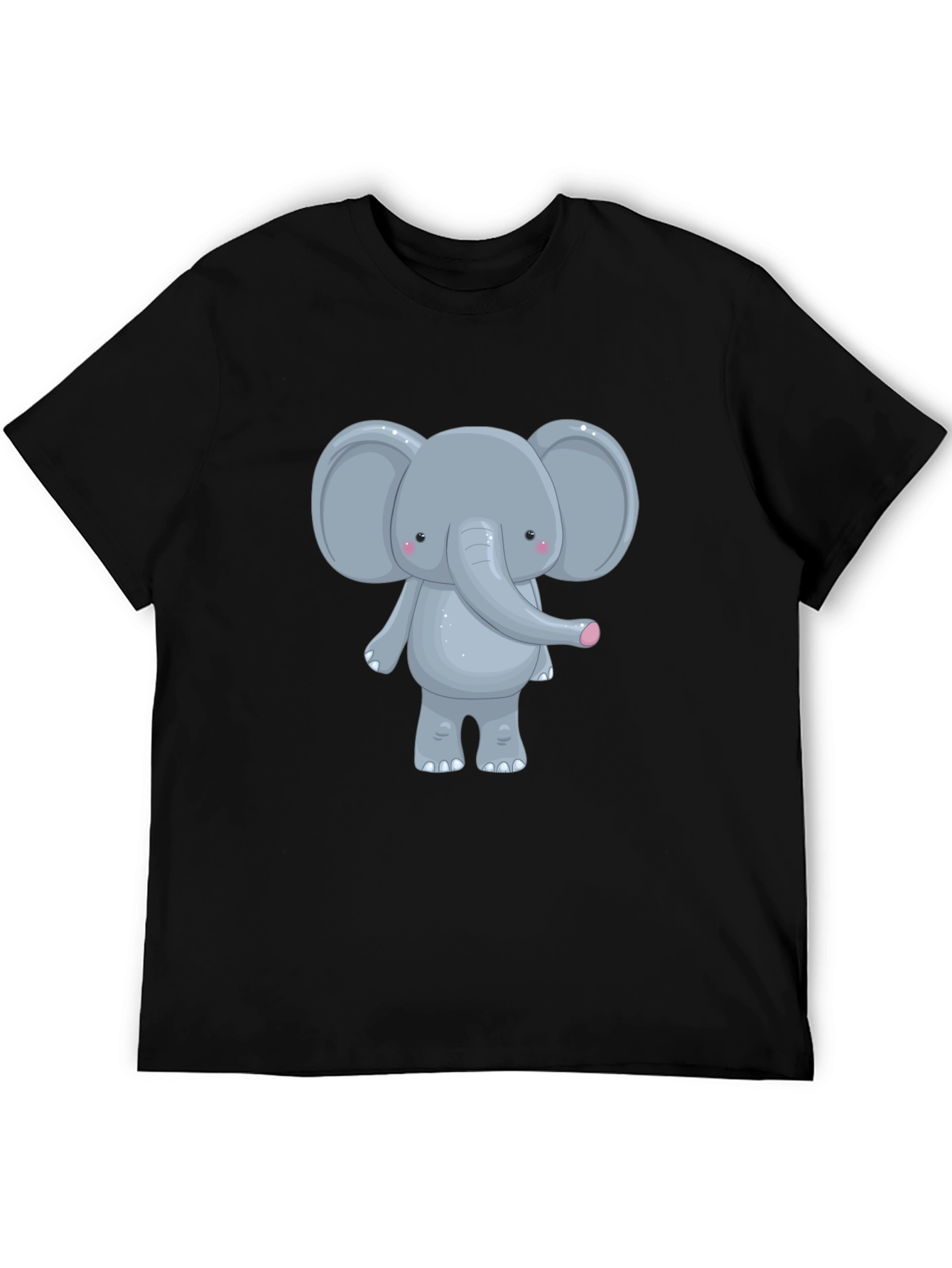 Black Cute Elephant Graphic Tee - Unisex Black T-Shirt view 5