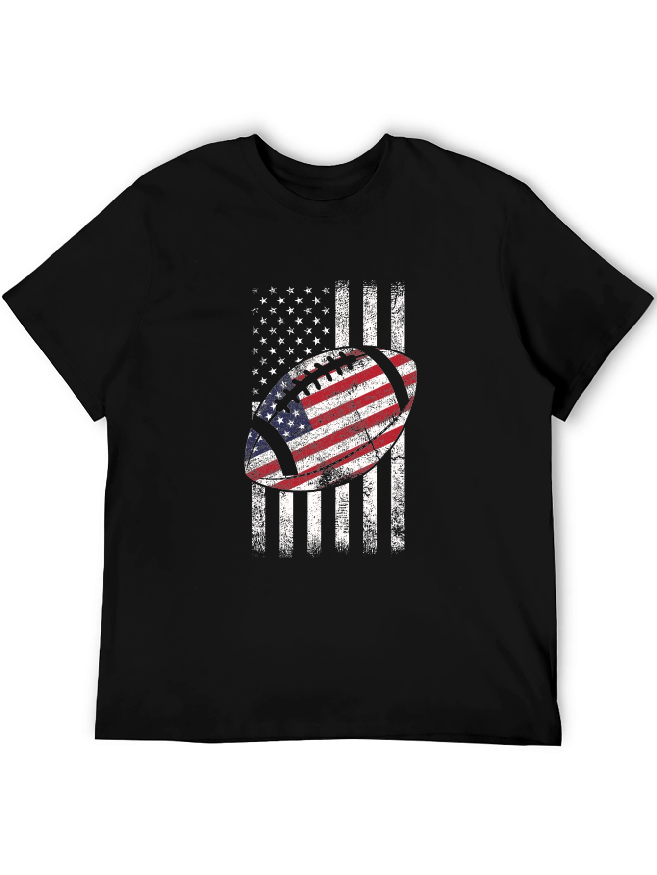 Black American Flag Football Graphic Tee - Patriotic USA Shirt view 5