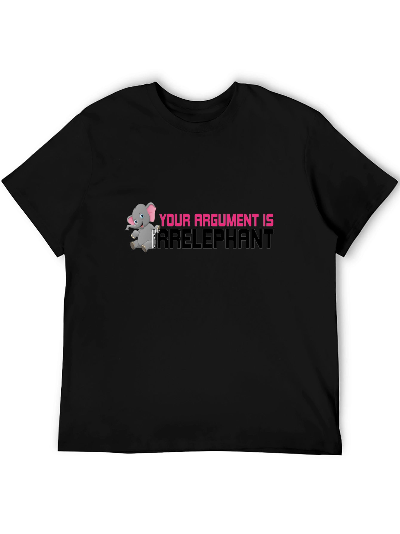 Black Argument Irrelephant Graphic T-Shirt view 5