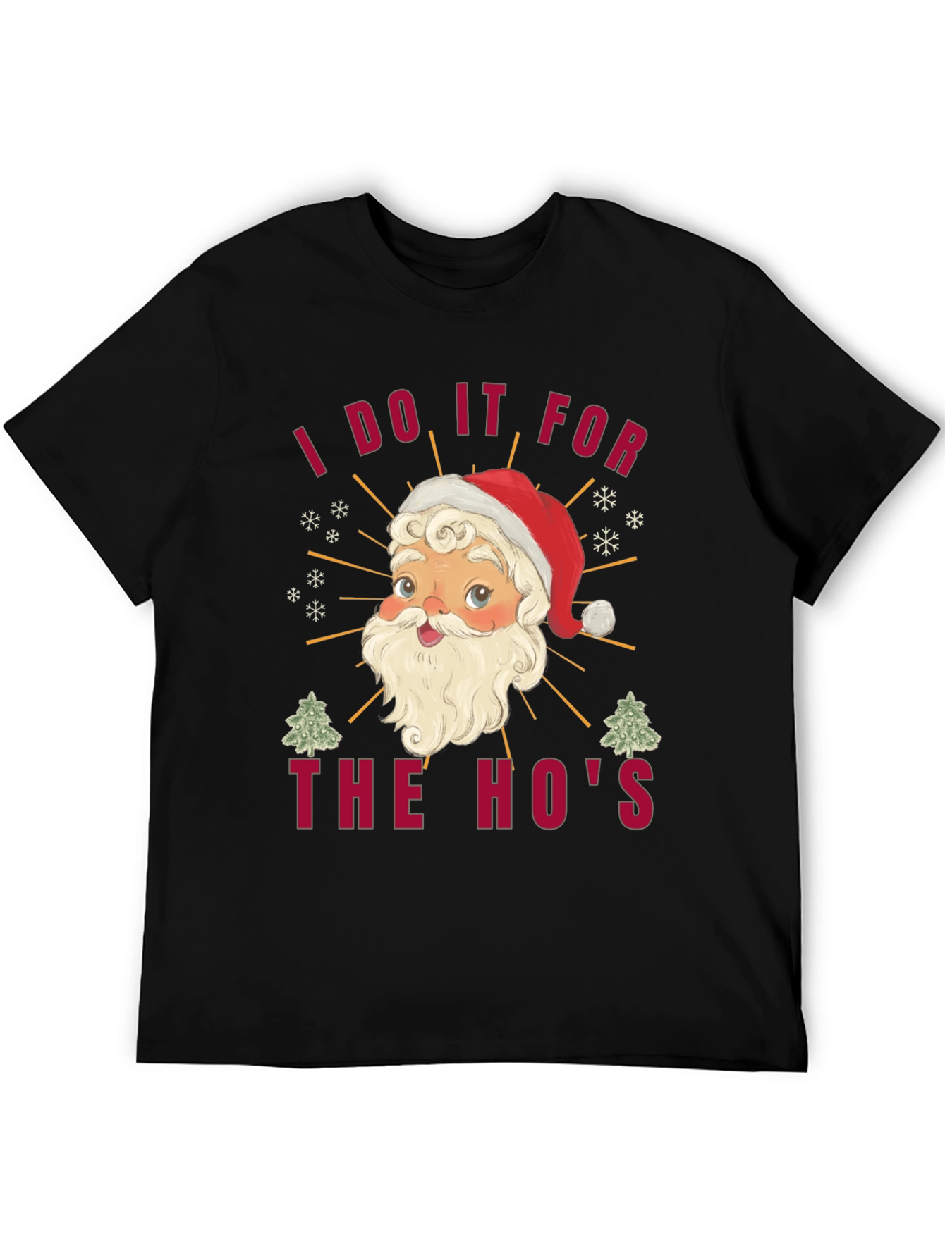 Black I Do It For The Ho's Christmas Santa T-Shirt view 5