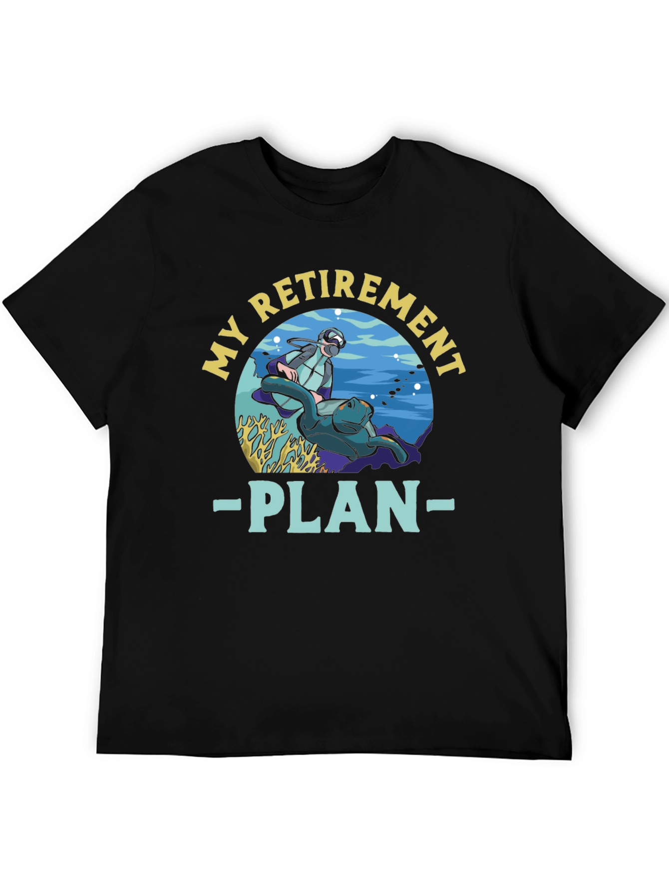 Black Diving Retirement Plan Graphic T-Shirt view 5