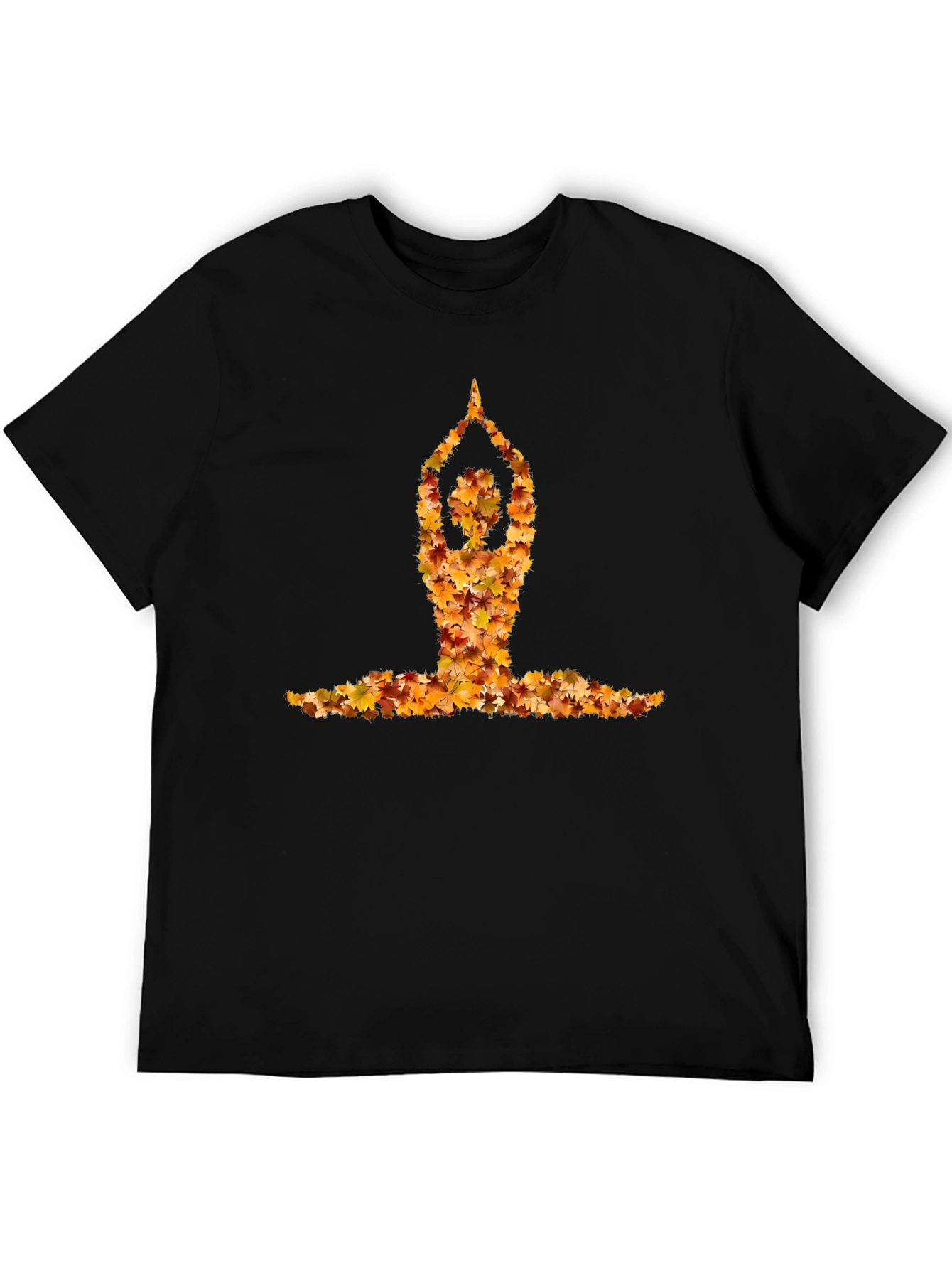 Black Yoga Pose Autumn Leaf Tee - Unisex view 5