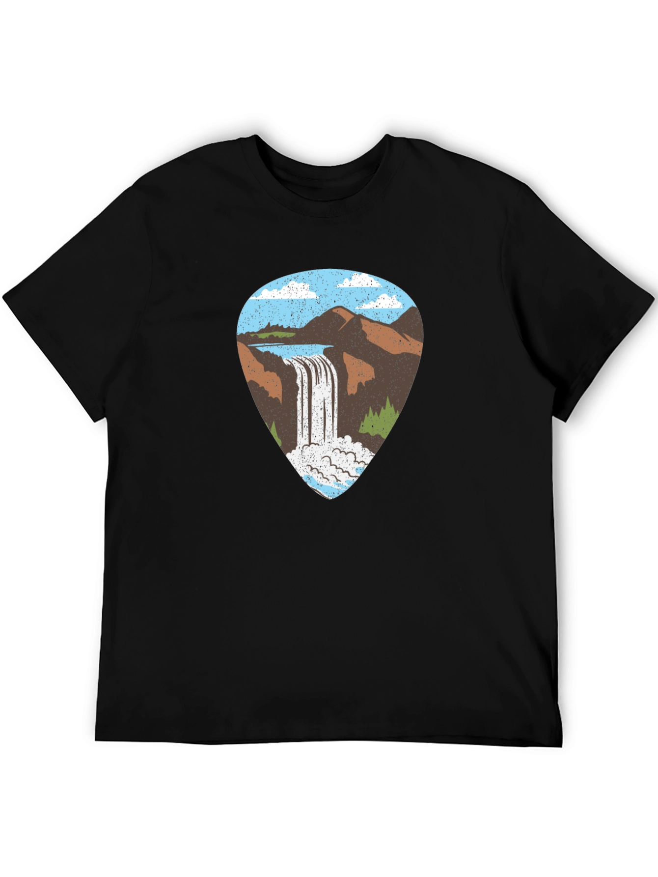 Black Waterfall Graphic Tee - Black Cotton T-Shirt view 5