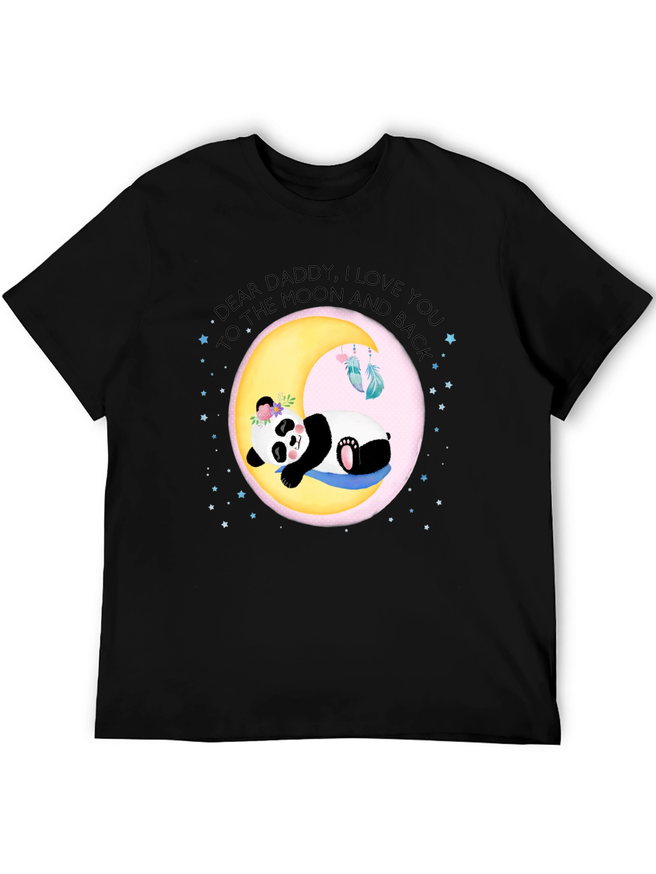 Black Dear Daddy Panda Moon Graphic Tee view 5