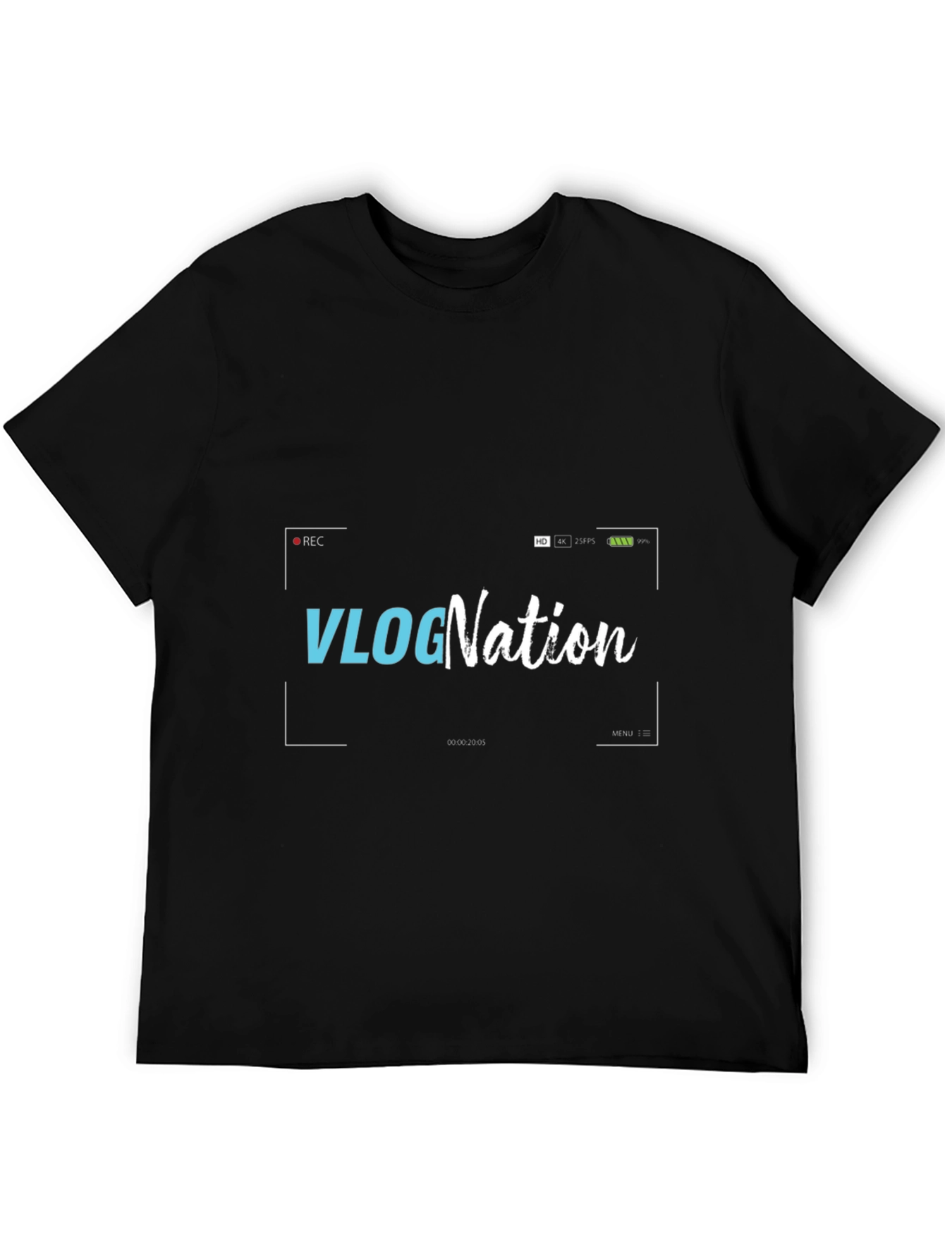 Black VlogNation Graphic Tee - Black Cotton Short Sleeve Shirt view 5