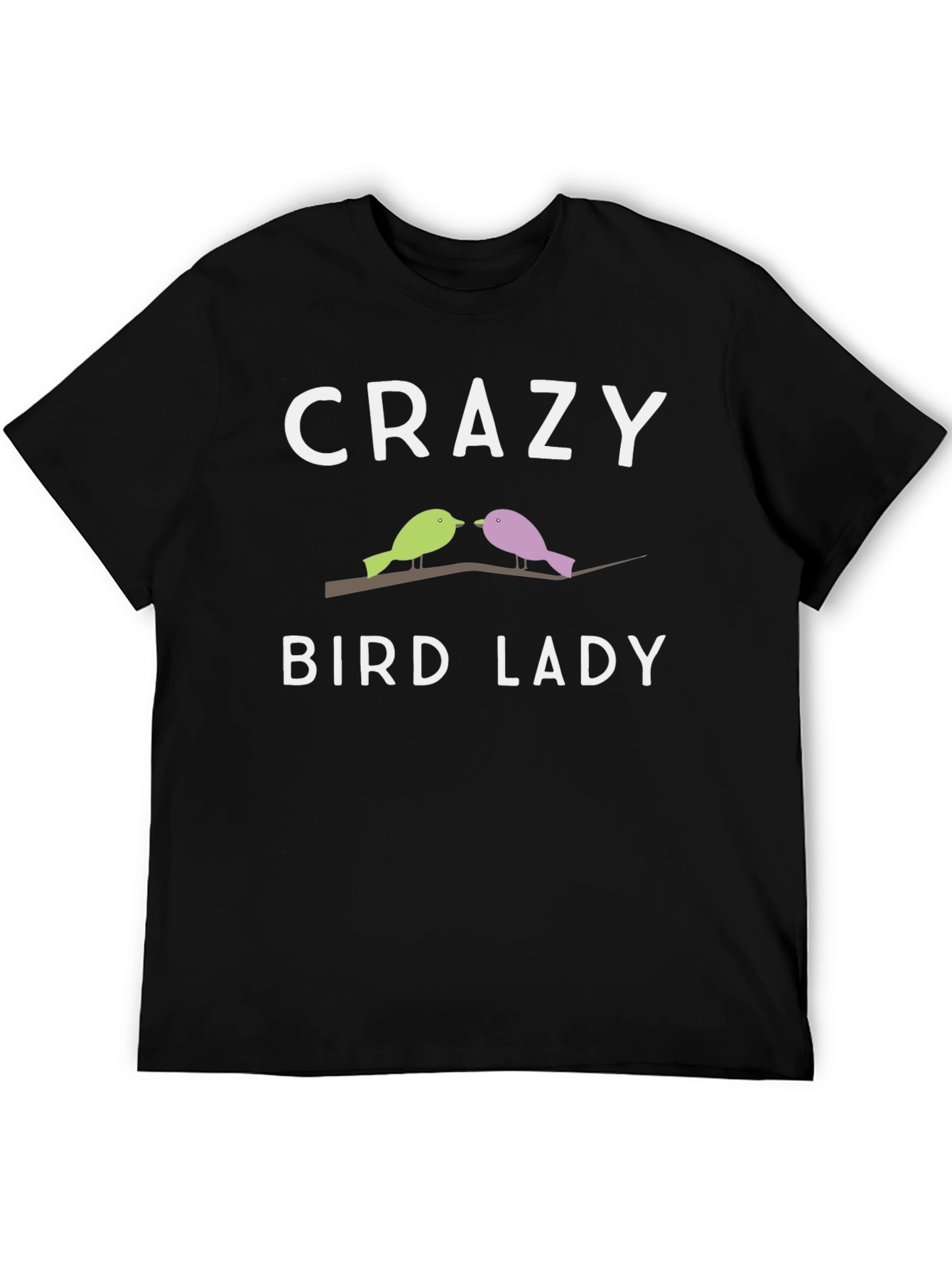 Black Crazy Bird Lady T-Shirt Novelty Tee view 5