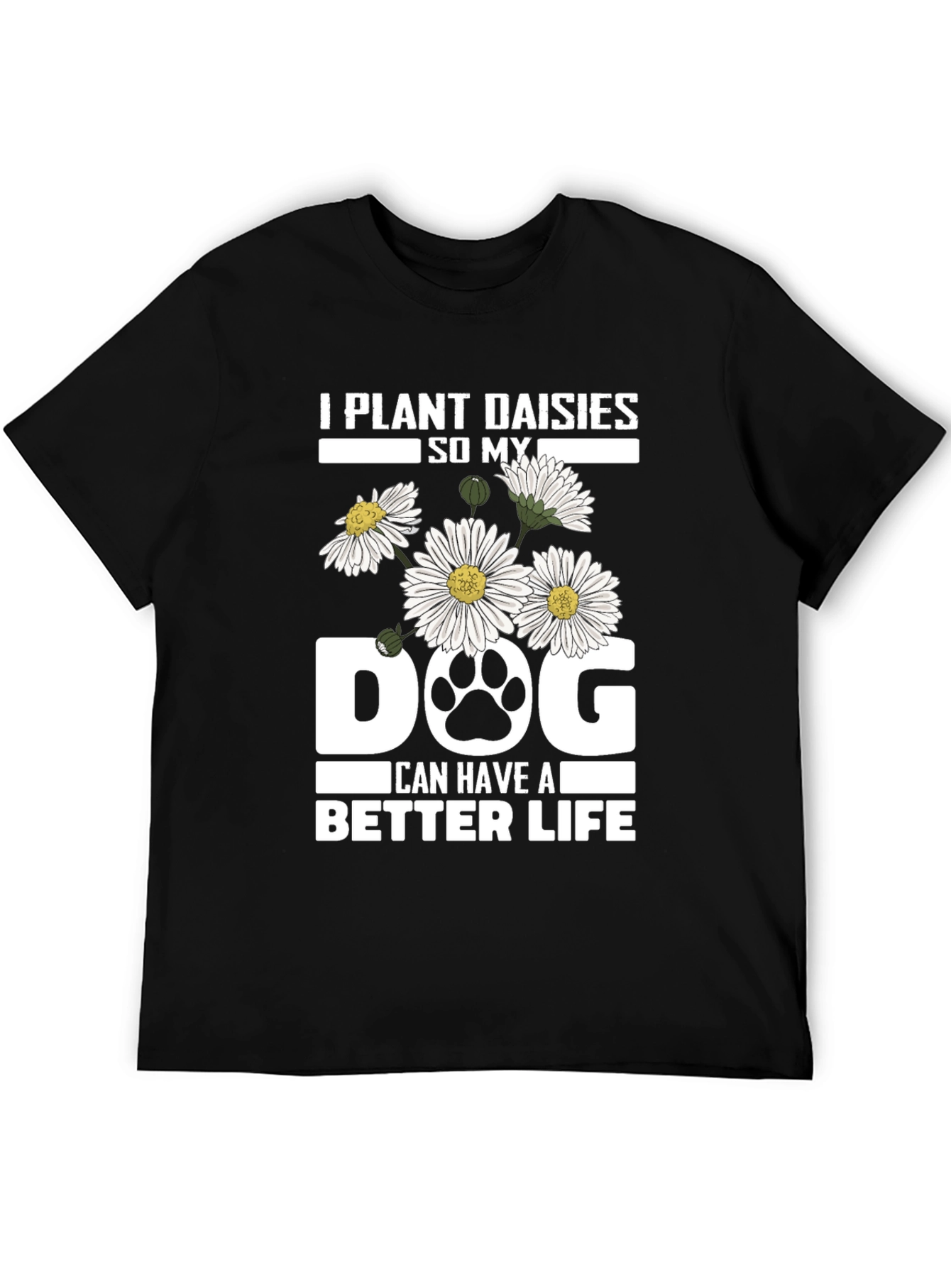 Black Plant Daisies Dog T-Shirt - Better Life view 5