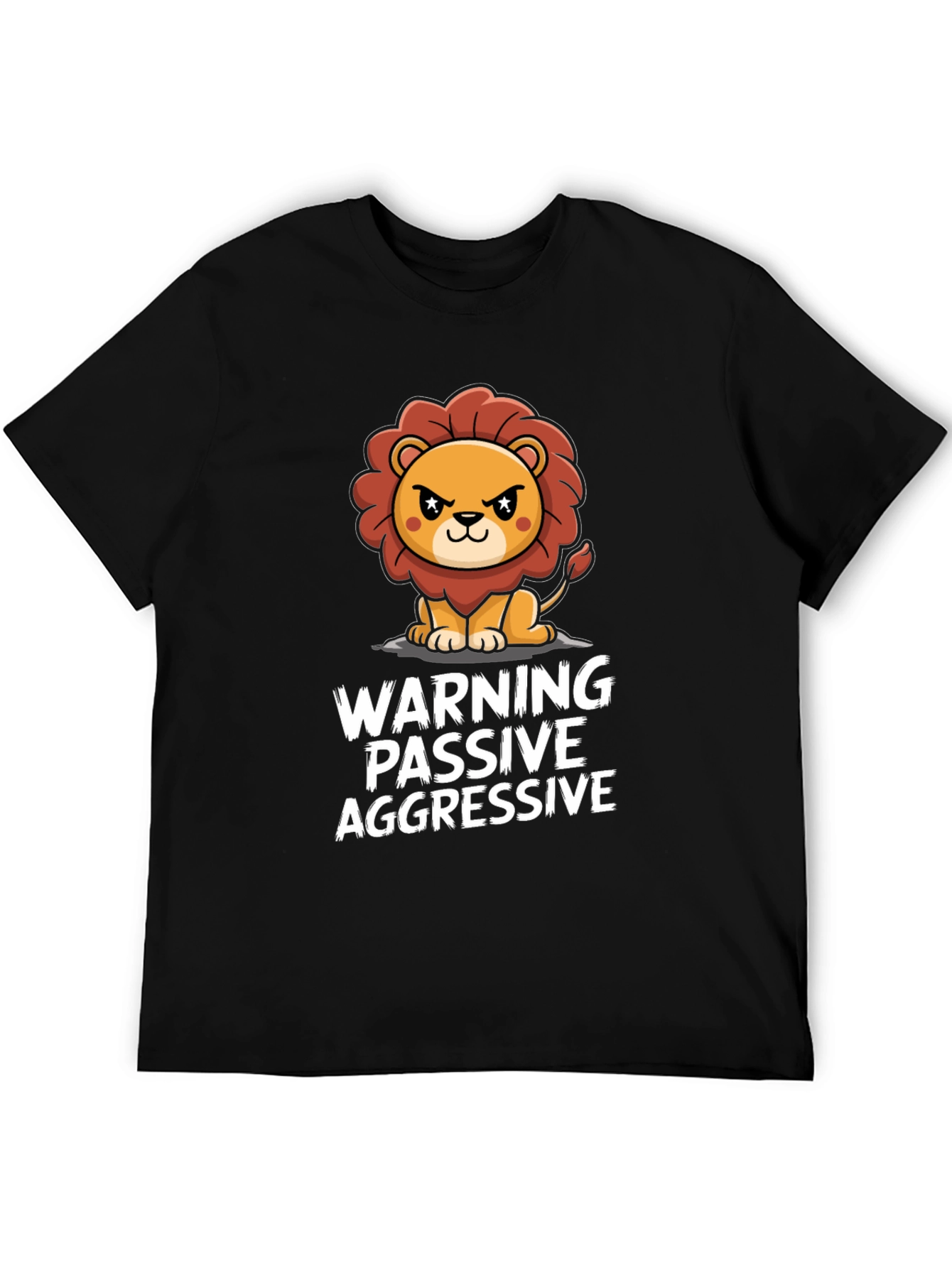 Black Warning Passive Aggressive Lion Graphic Tee view 5