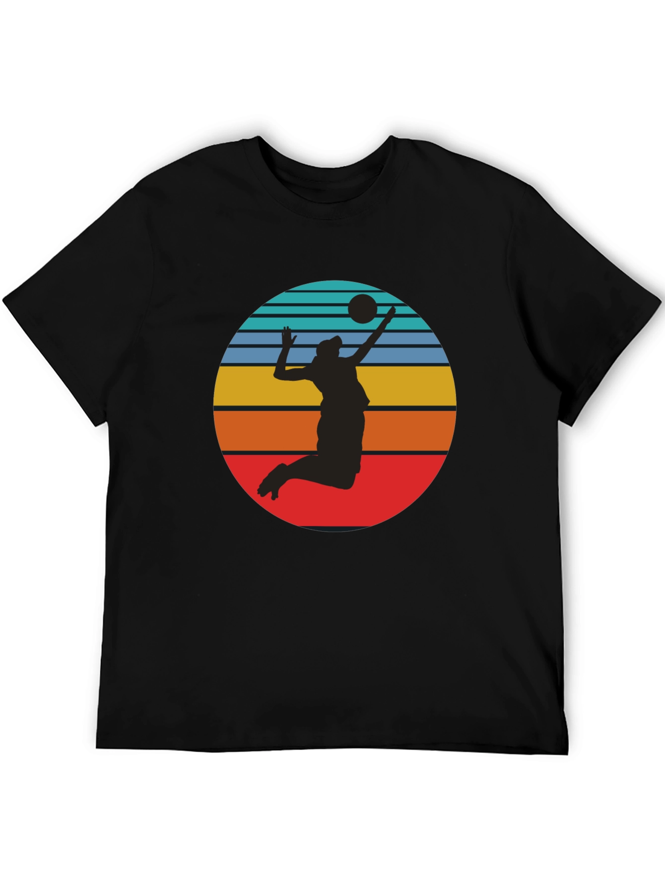 Black Volleyball Sunset Silhouette Graphic Tee - Black view 5