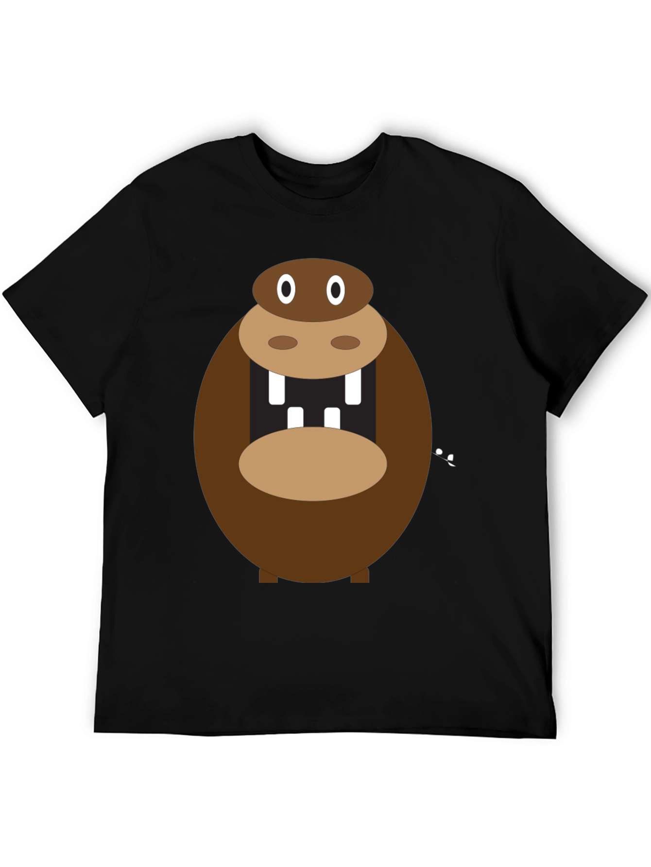 Black Hippo Graphic T-Shirt - Funny Cartoon Animal Tee view 5