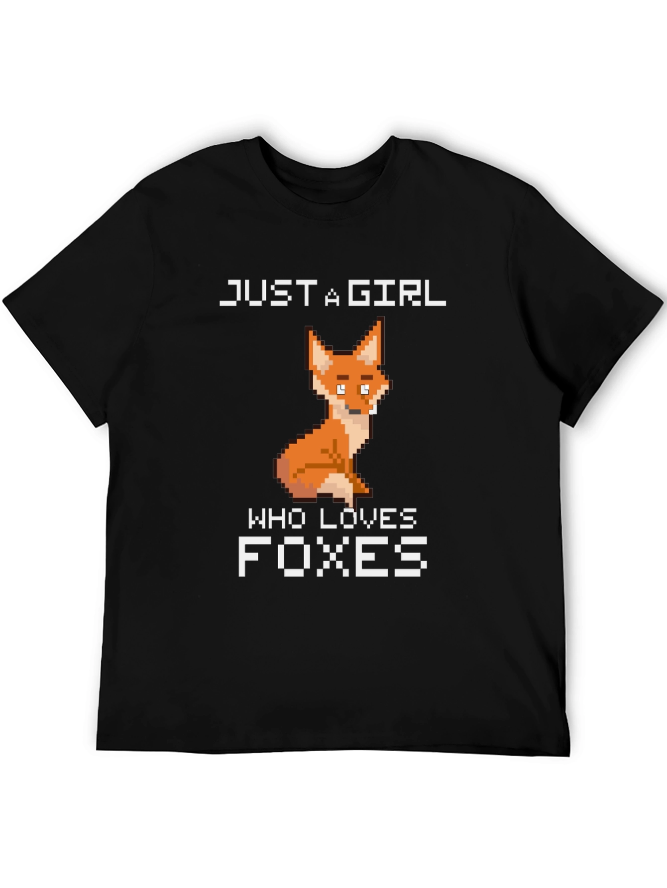 Black Just a Girl Who Loves Foxes T-Shirt view 5