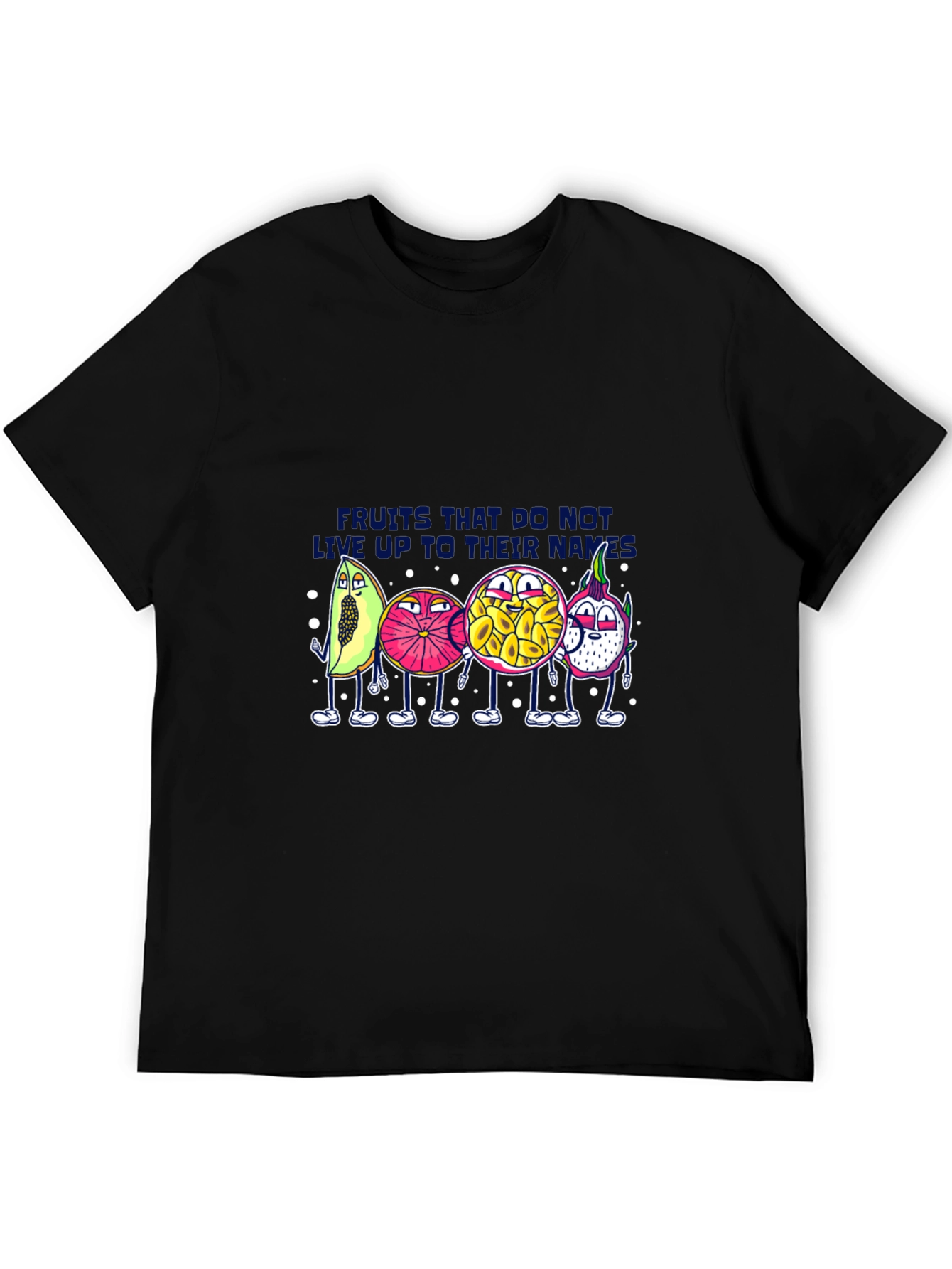 Black Funny Fruit Puns Black T-Shirt view 5