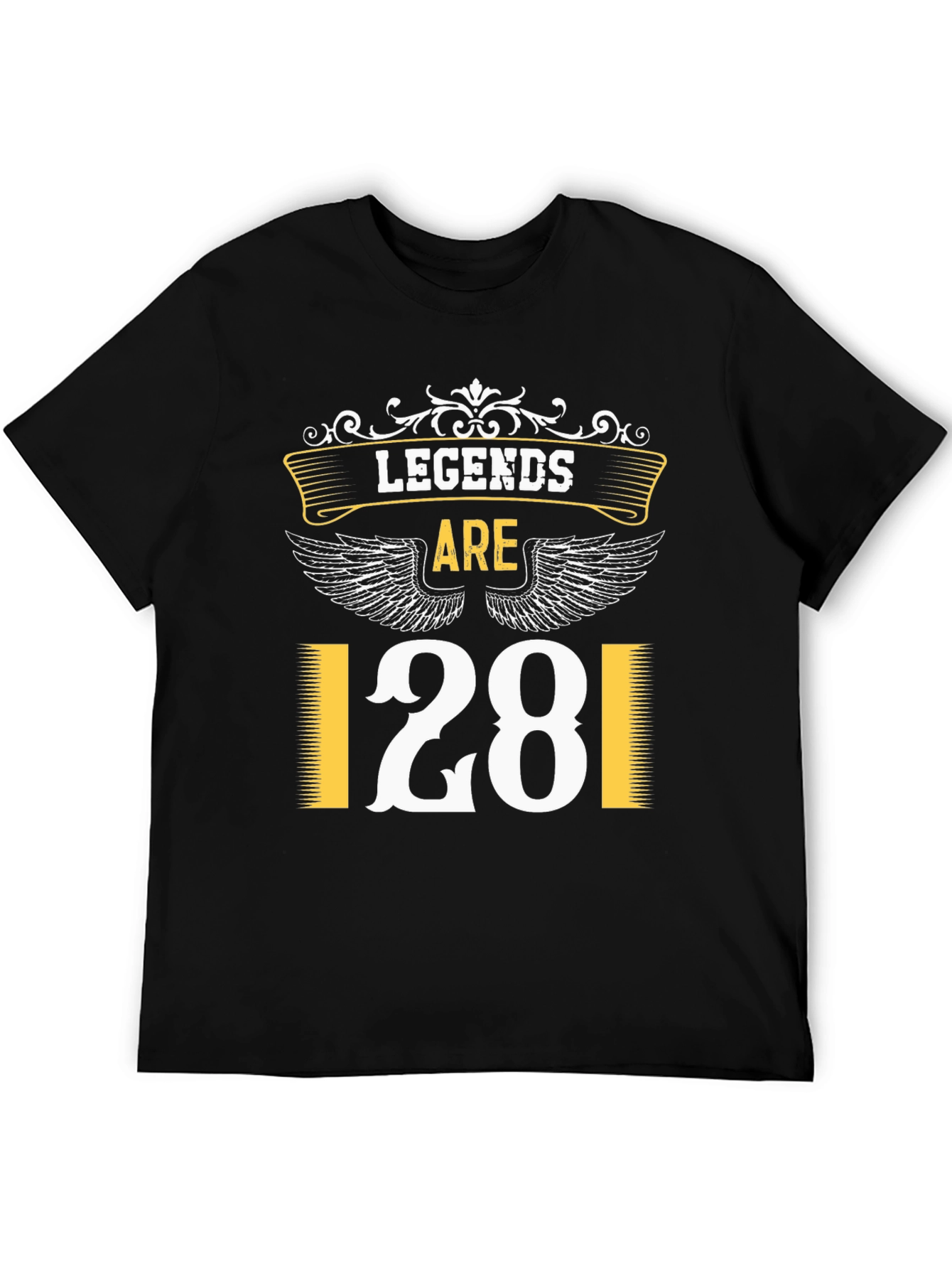 Black Legends Are 28 T-Shirt, Black Tee, Birthday Gift view 5
