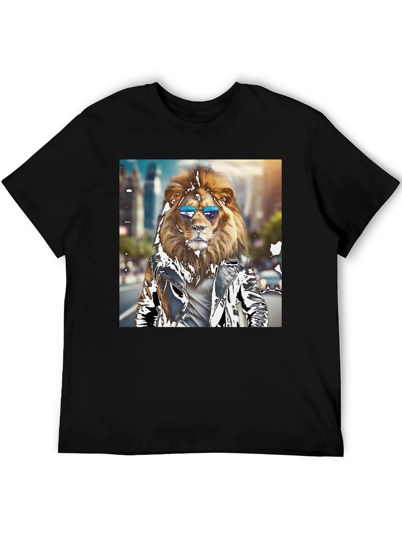 Black Cool Lion Graphic Tee - Black view 5