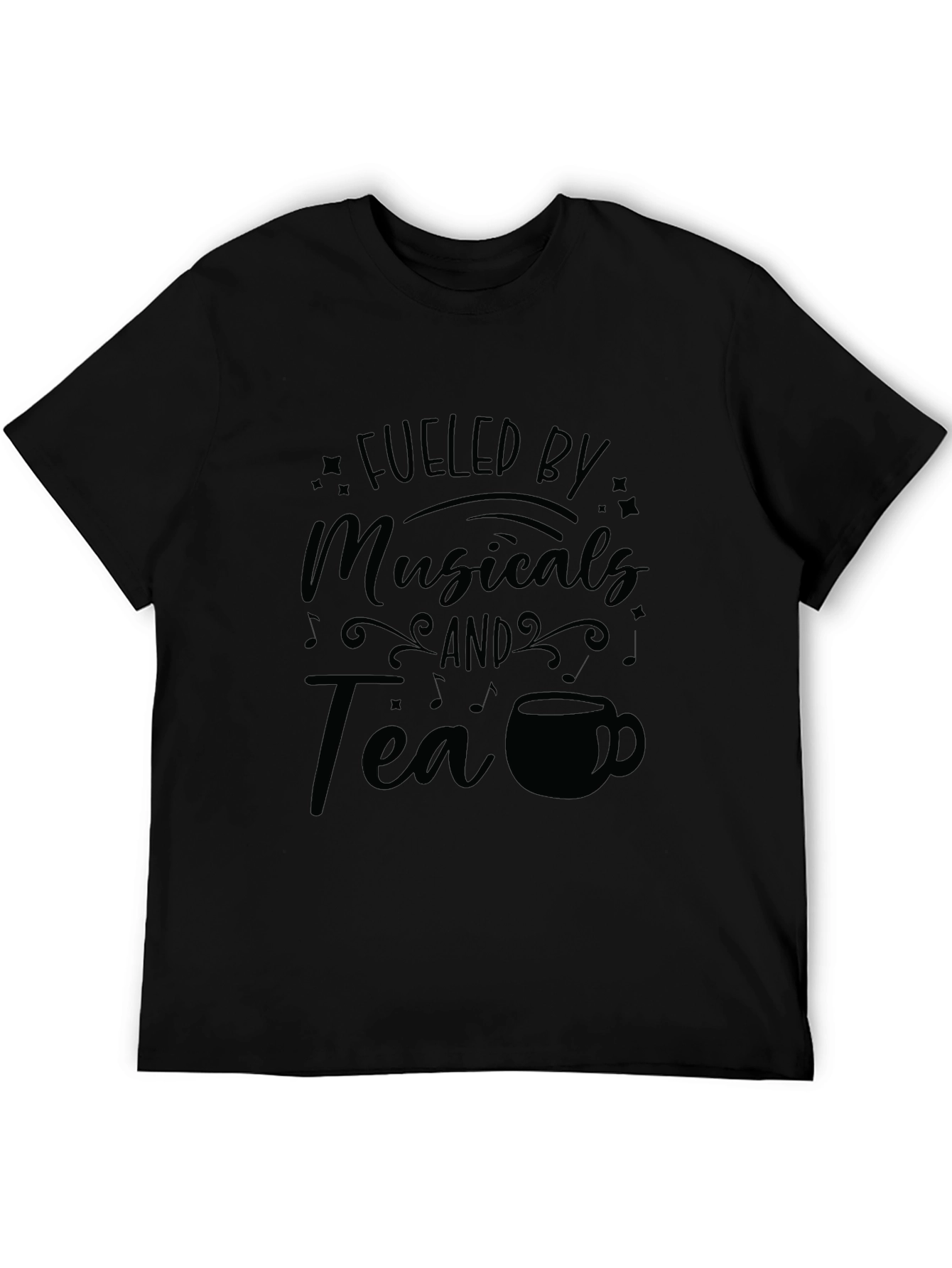 Black Fueled by Musicals and Tea Graphic T-Shirt view 5