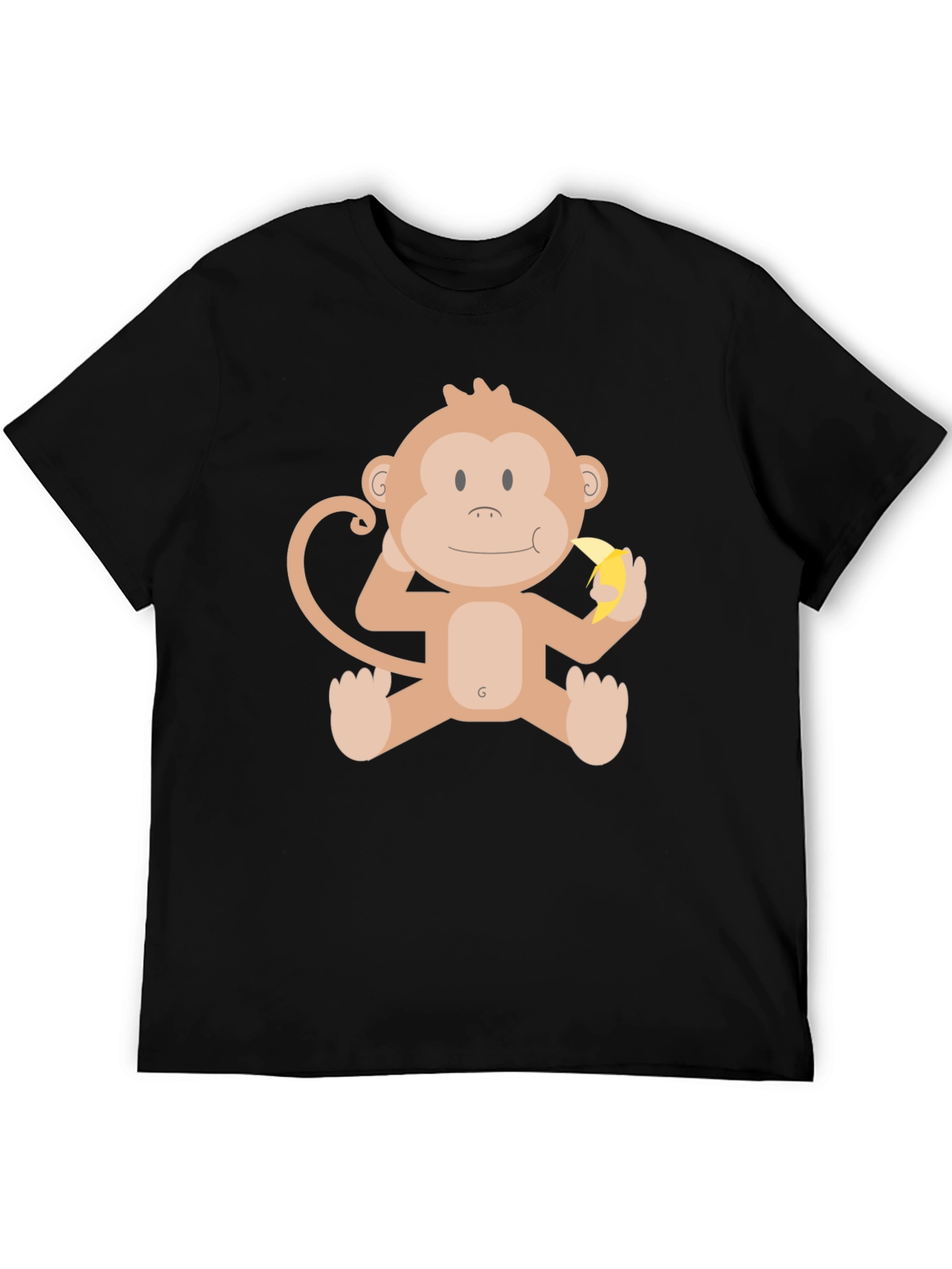 Black Funny Monkey Banana Graphic Black T-Shirt view 5