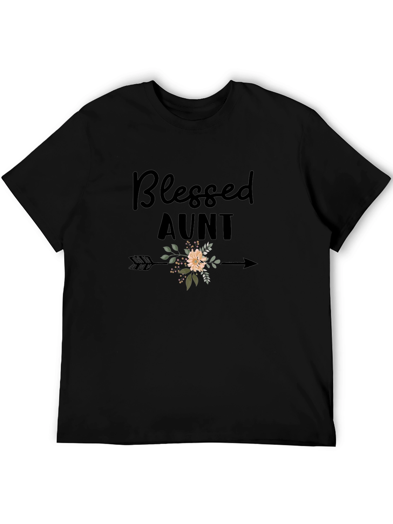 Black Blessed Aunt Graphic Tee - Black view 5