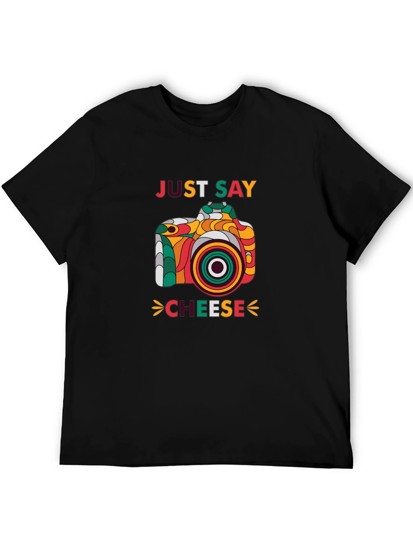 Black Just Say Cheese Camera Graphic T-Shirt view 5