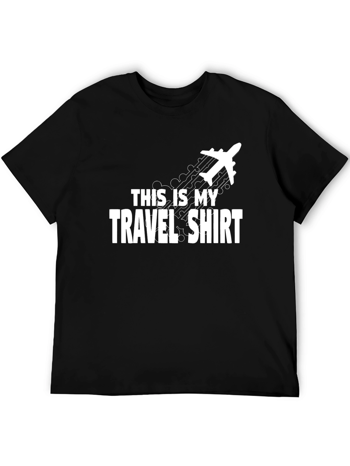 Black Travel Shirt - Black Crew Neck Tee with Airplane Graphic view 5