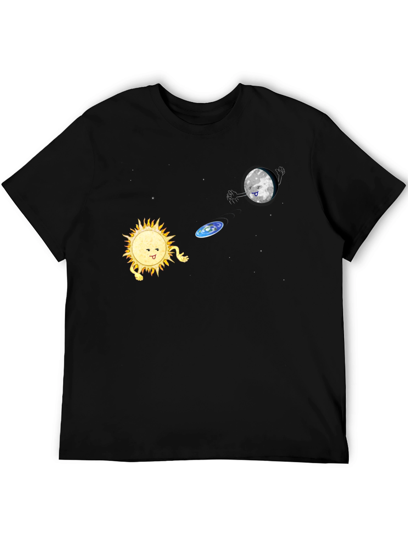 Black Sun & Moon Frisbee T-Shirt - Fun Graphic Tee view 5