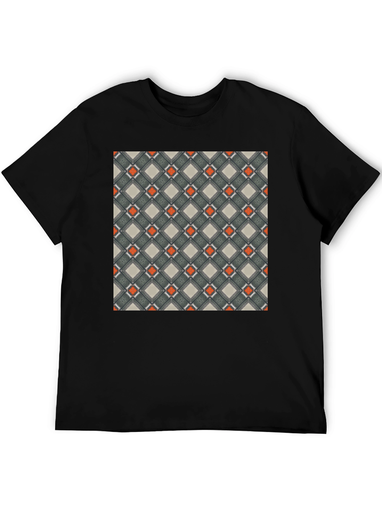 Black Geometric Pattern Black T-Shirt view 5