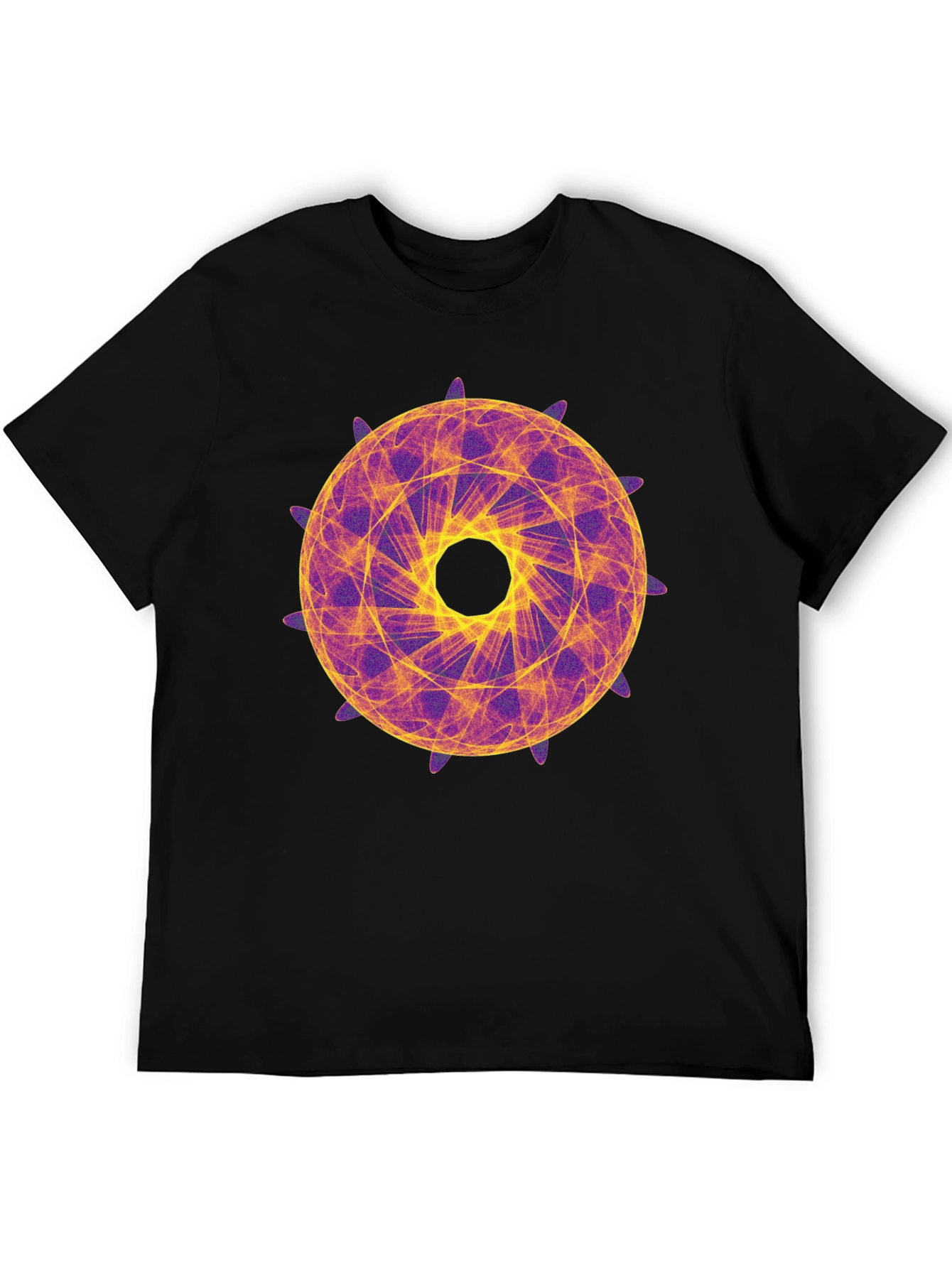 Black Geometric Mandala Graphic Tee - Stylish Black T-Shirt view 5
