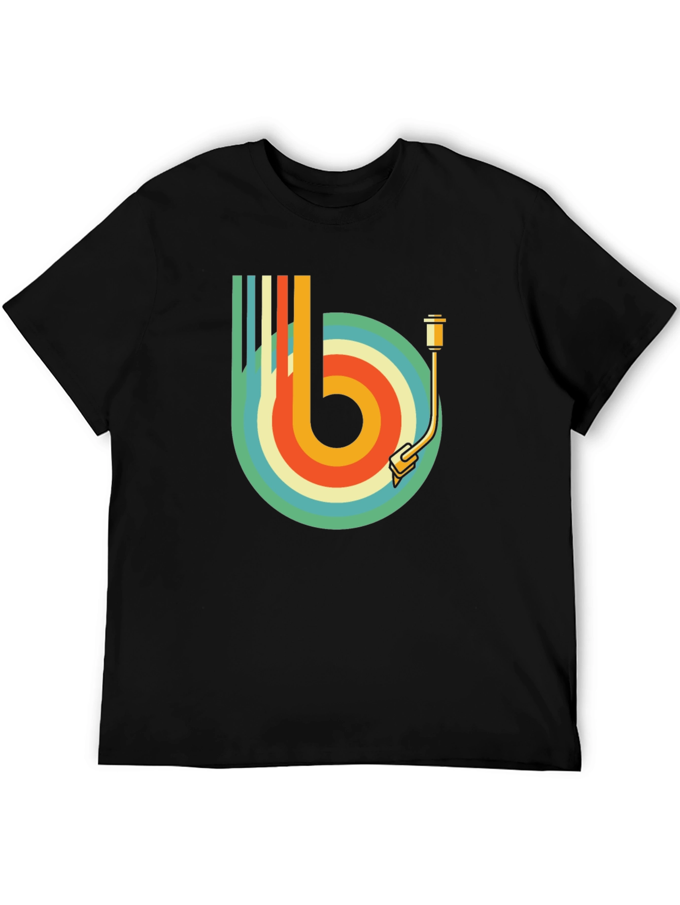 Black Retro Record Player Graphic Tee view 5