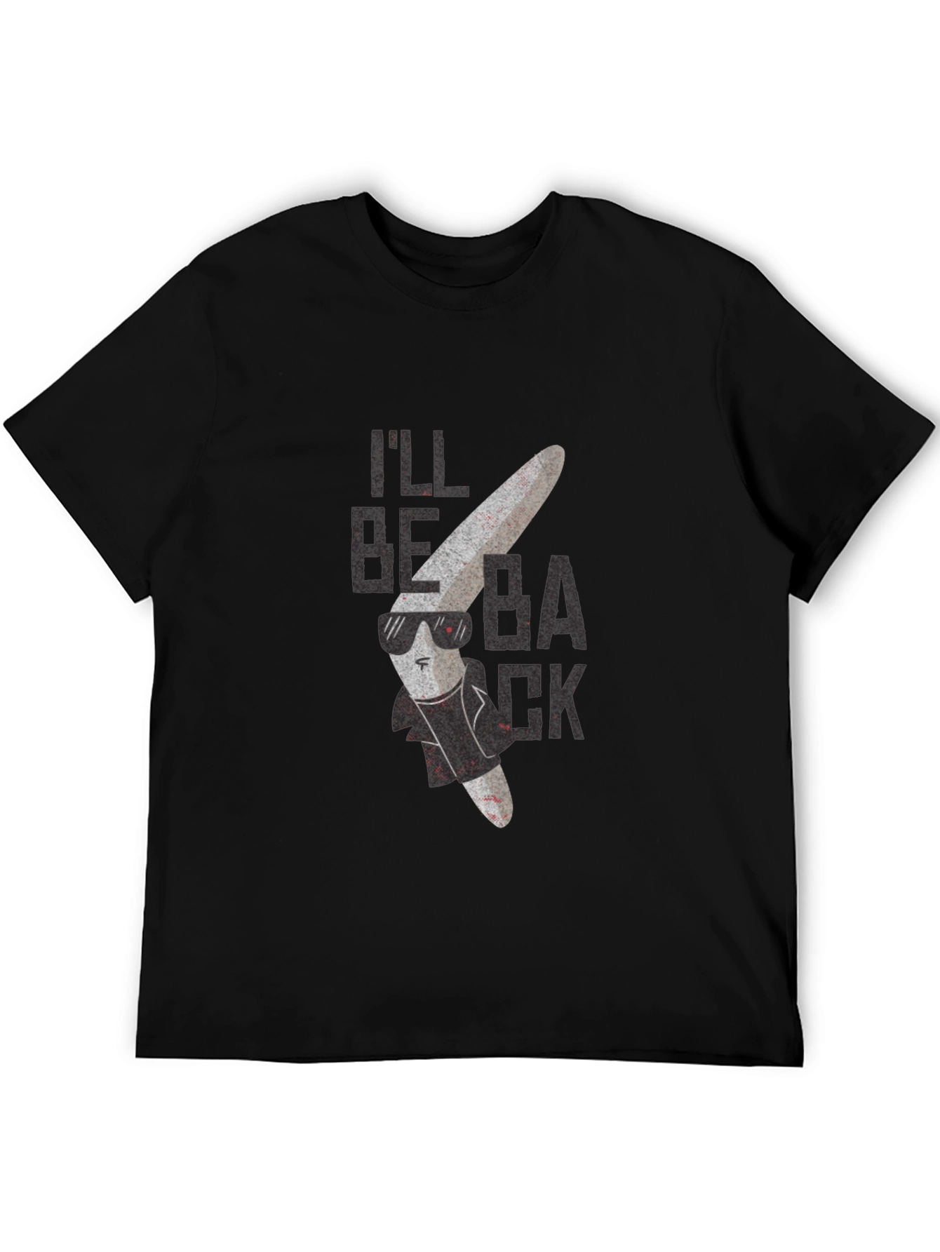 Black Men's Black T-Shirt with Boomerang Graphic view 5