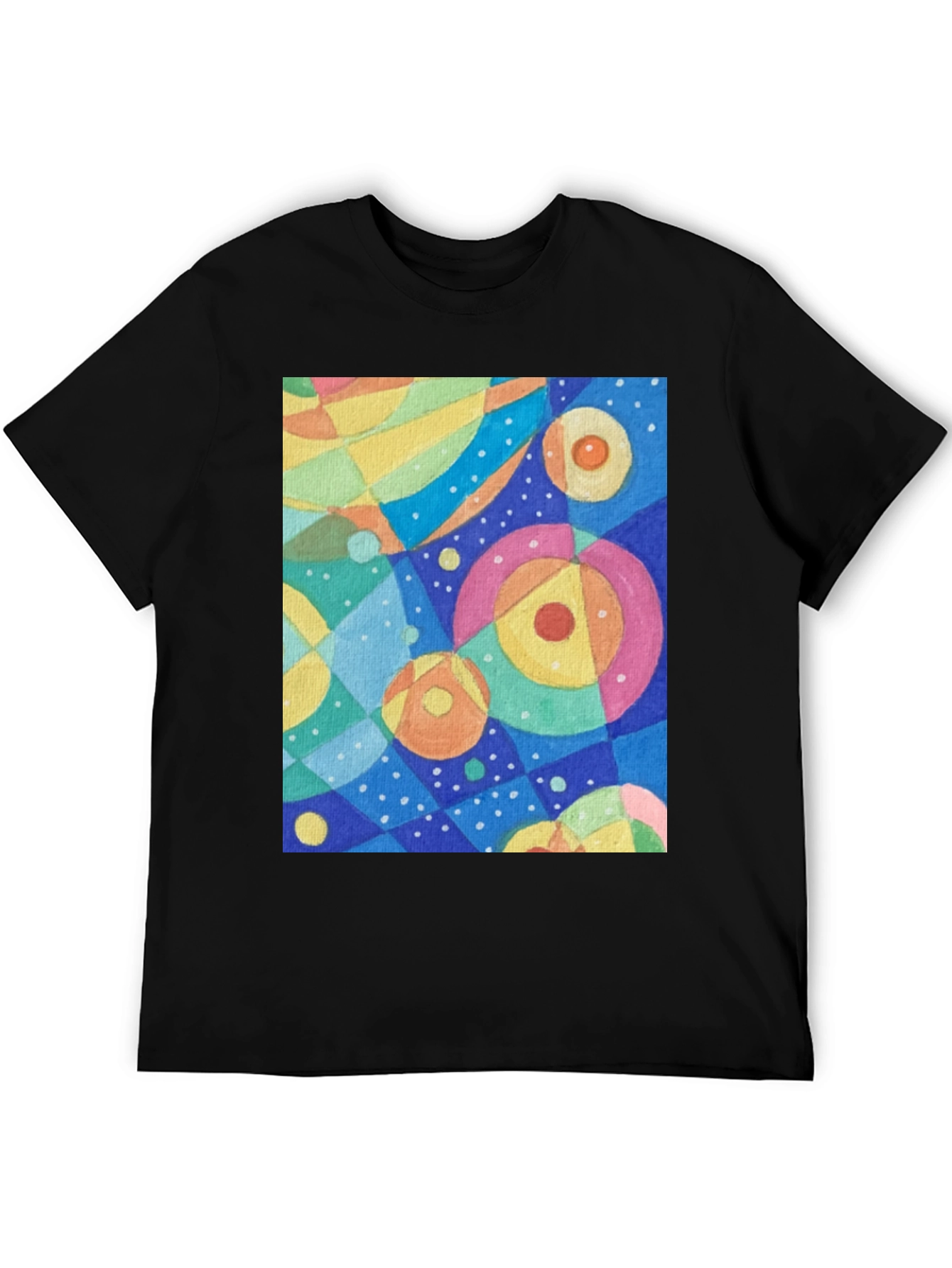 Black Abstract Circle Pattern Graphic Tee - Black view 5