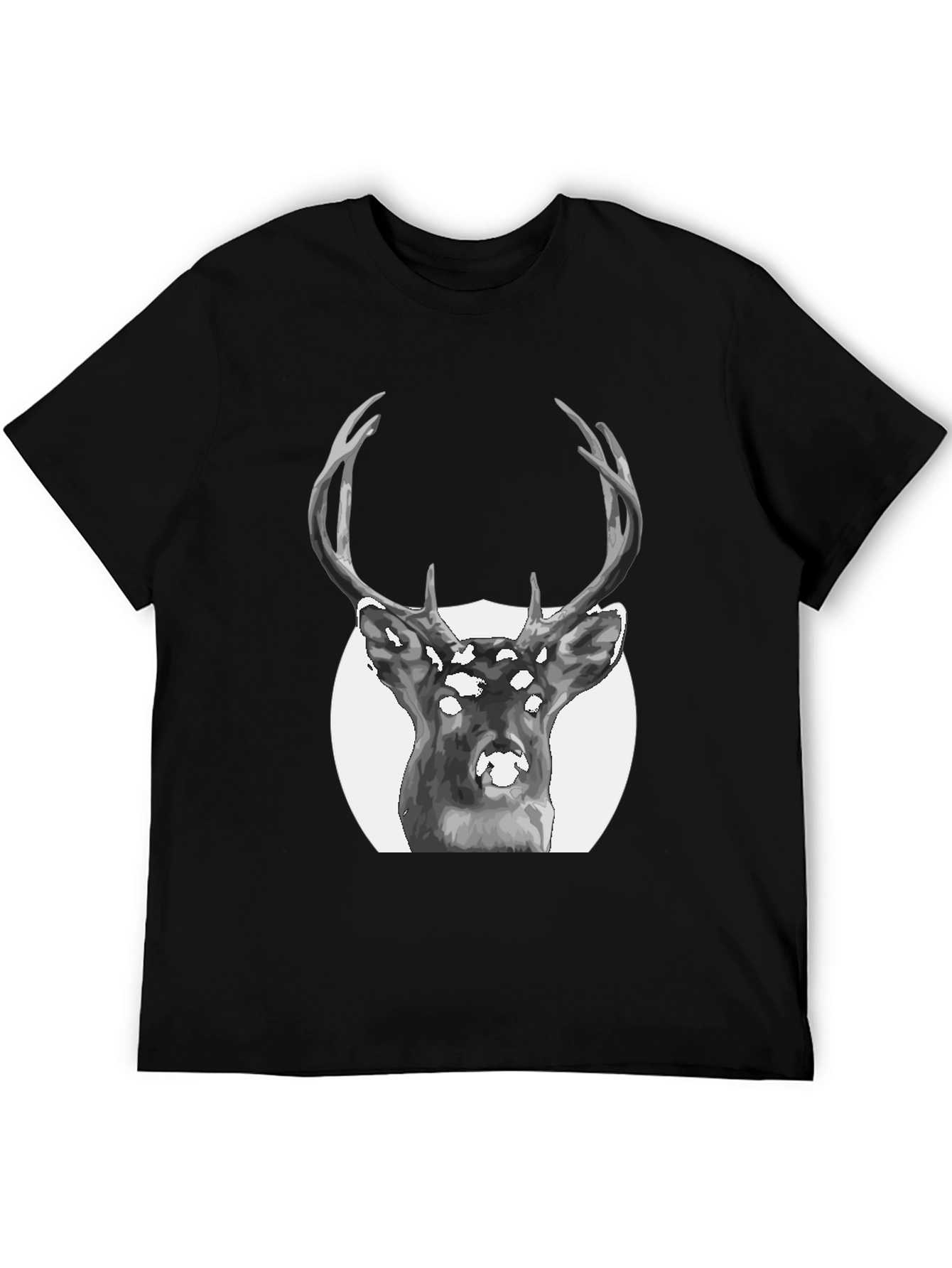 Black Deer Graphic Print Black T-Shirt view 5