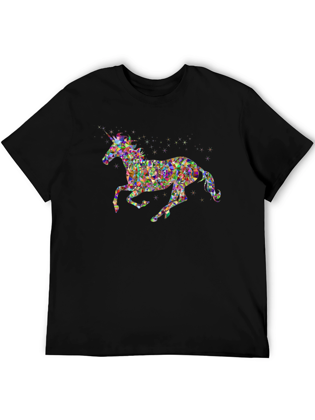 Black Unicorn Geometric Graphic Black T-Shirt view 5