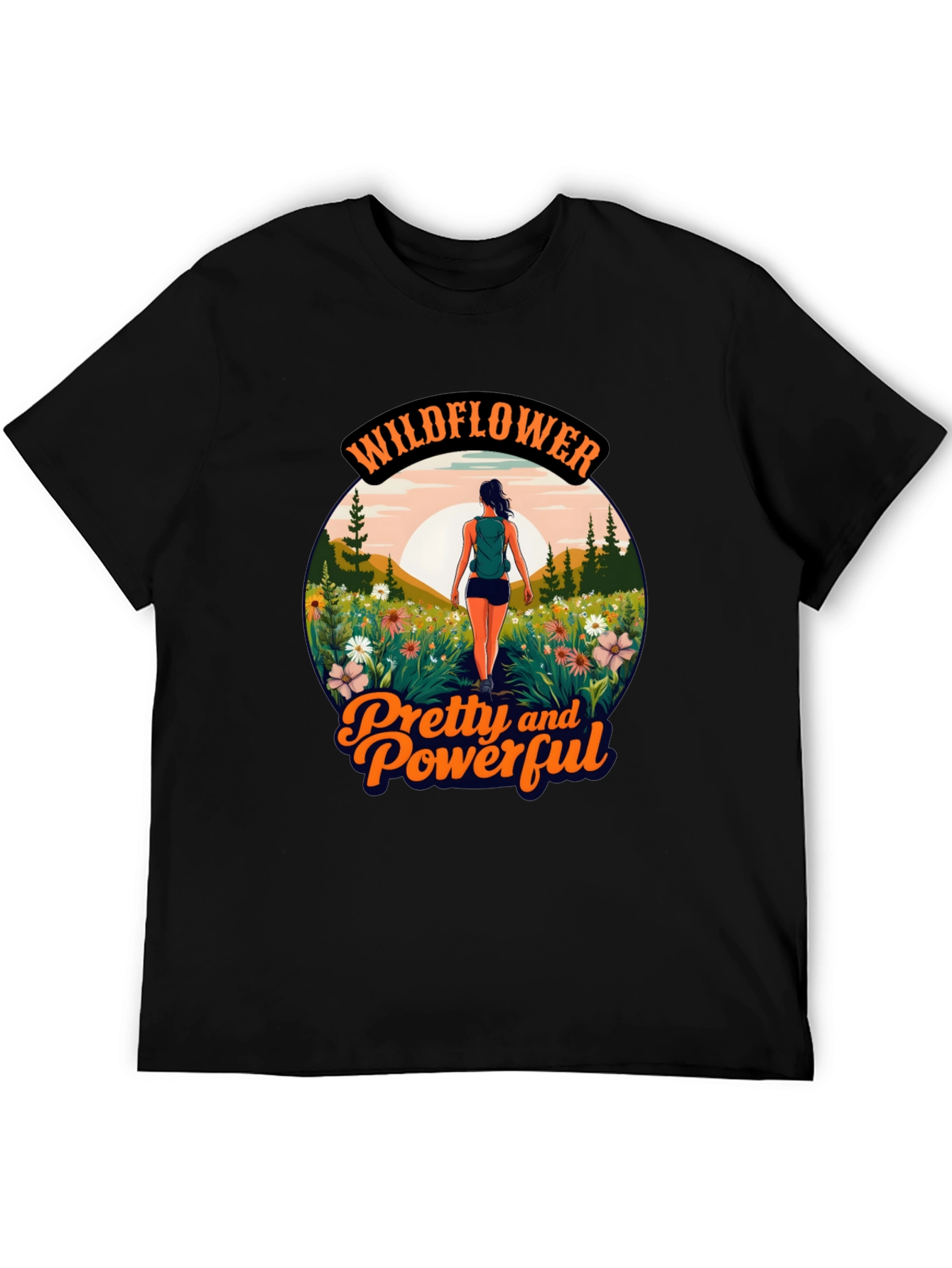 Black Wildflower Pretty and Powerful Graphic Tee view 5