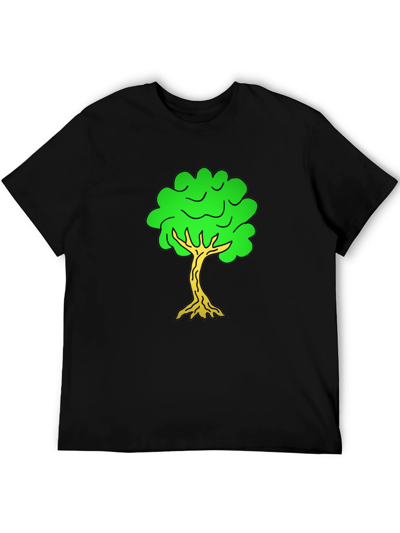 Black Cartoon Tree Black T-Shirt view 5