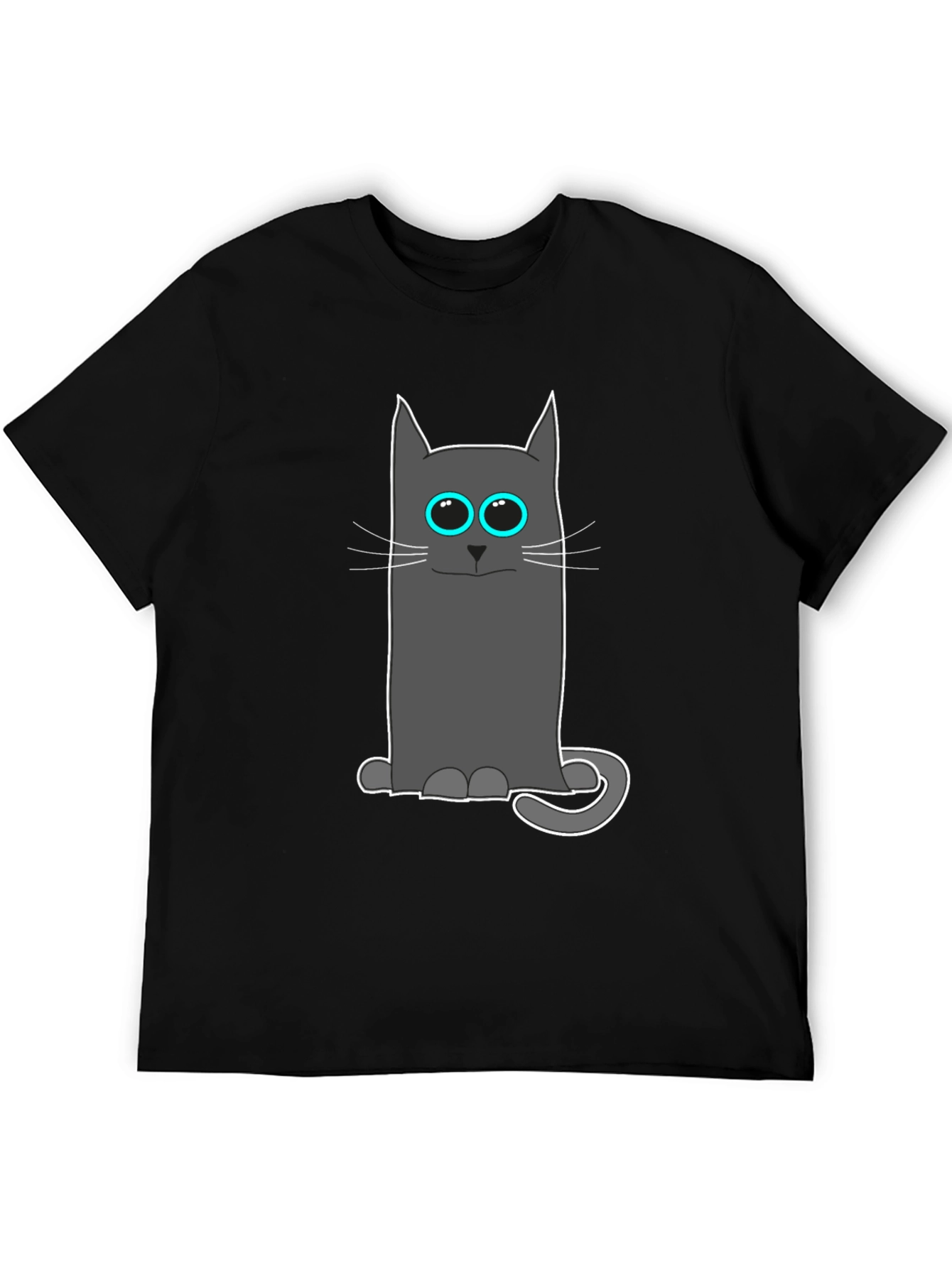 Black Cool Cat Tee: Funny Cartoon Cat T-Shirt view 5