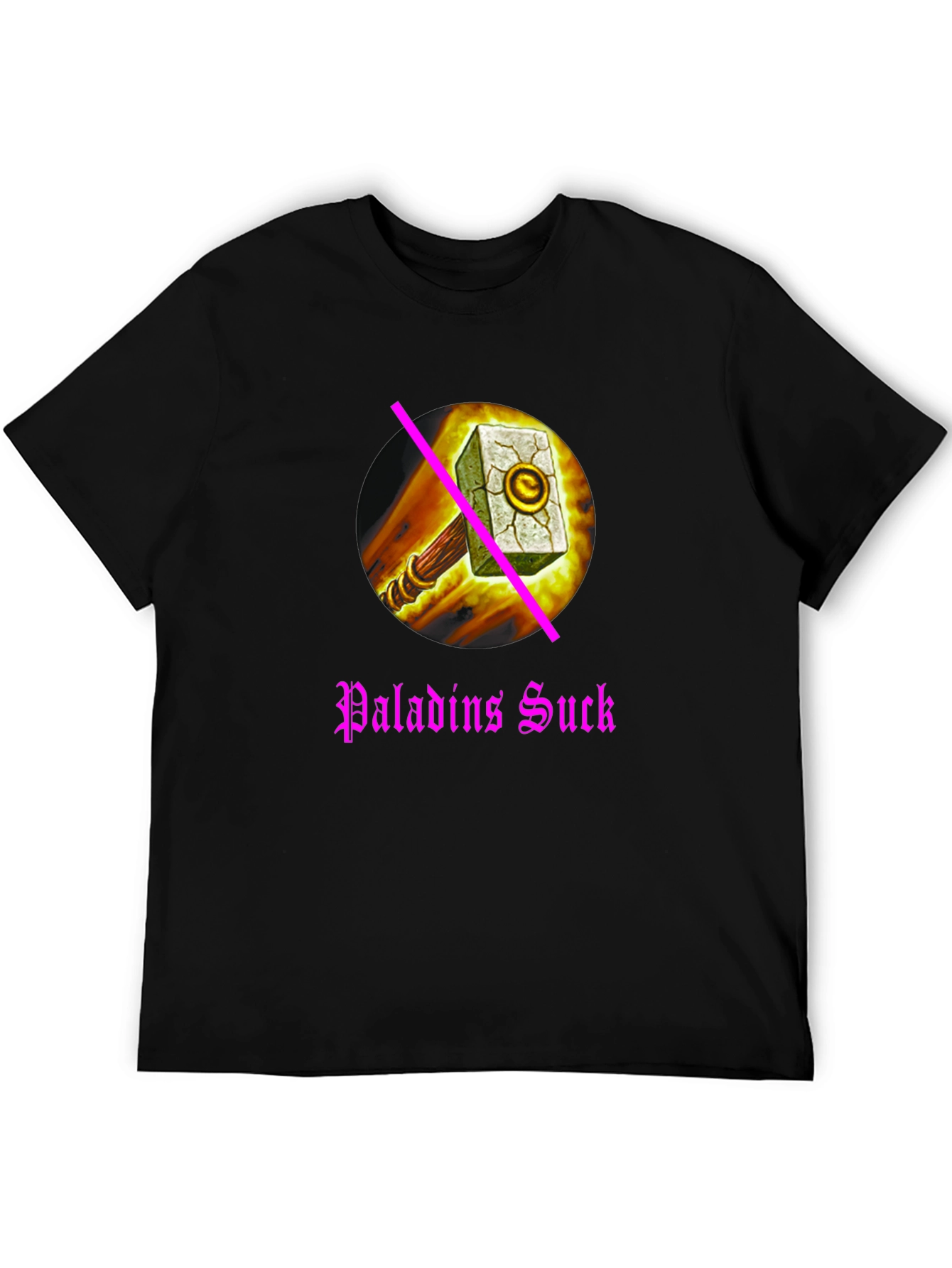 Black Paladins Sucks T-Shirt: Anti-Paladin Hammer Design view 5