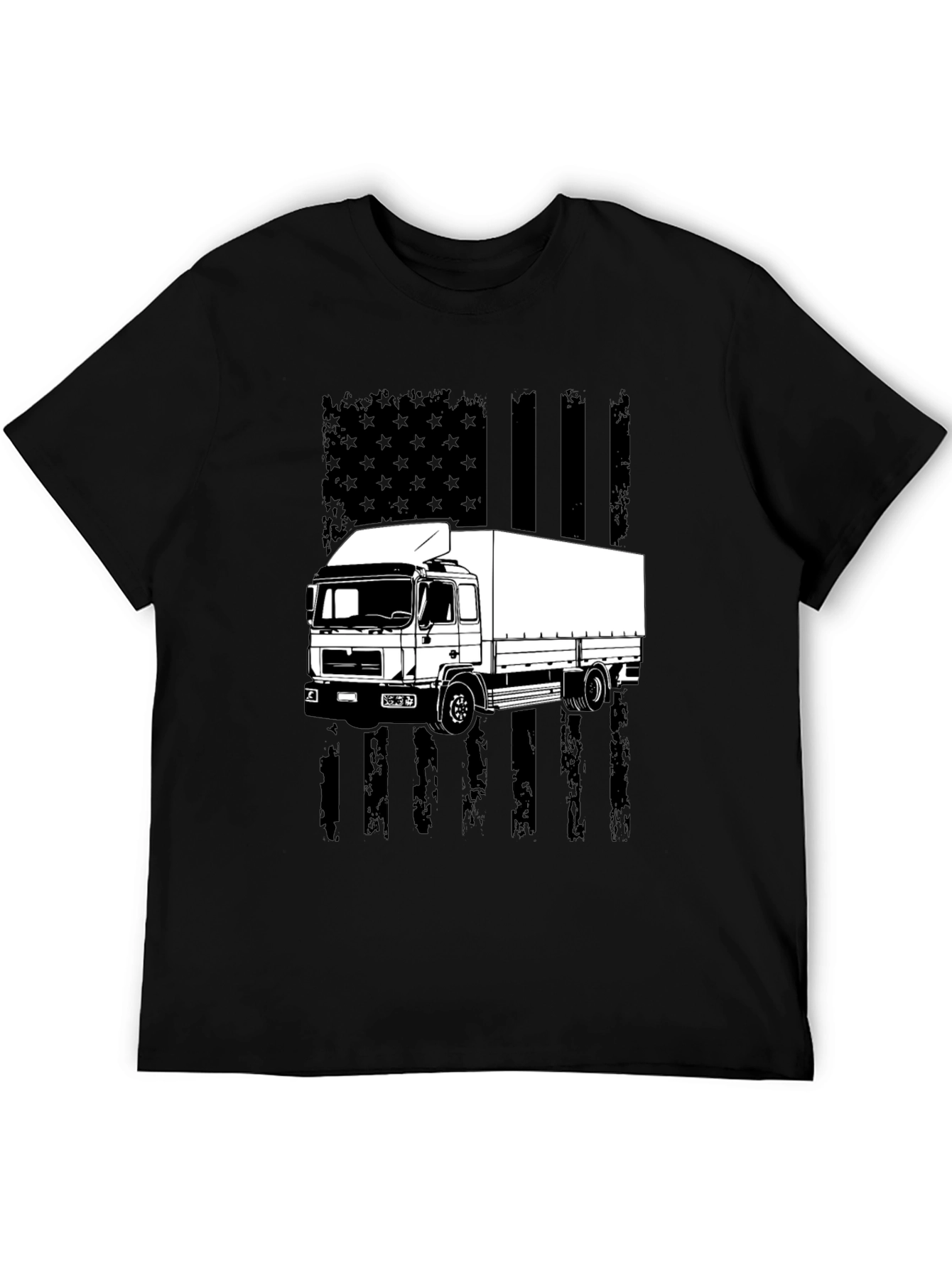 Black Trucker T-Shirt - American Flag Style view 5