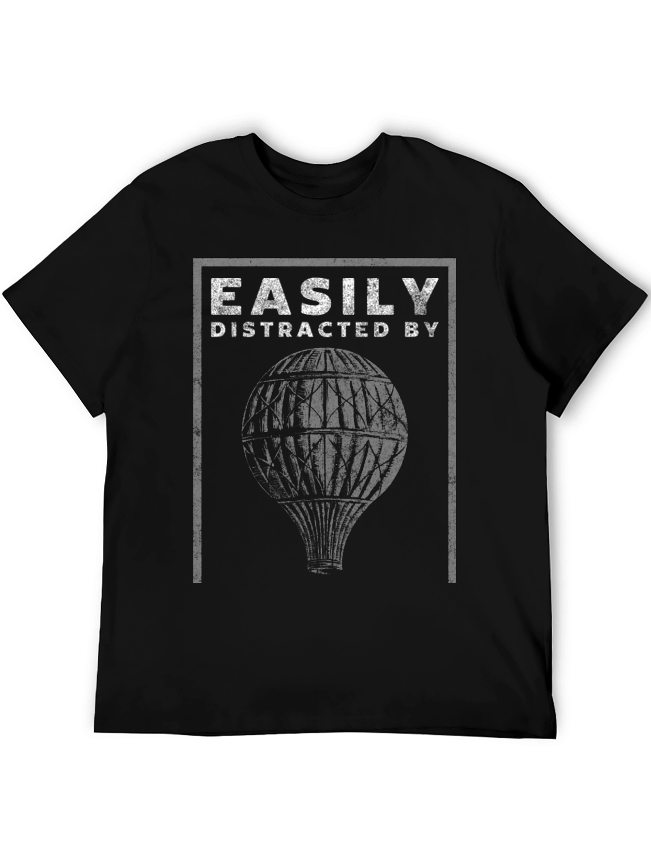 Black Easily Distracted By Hot Air Balloons T-Shirt view 5