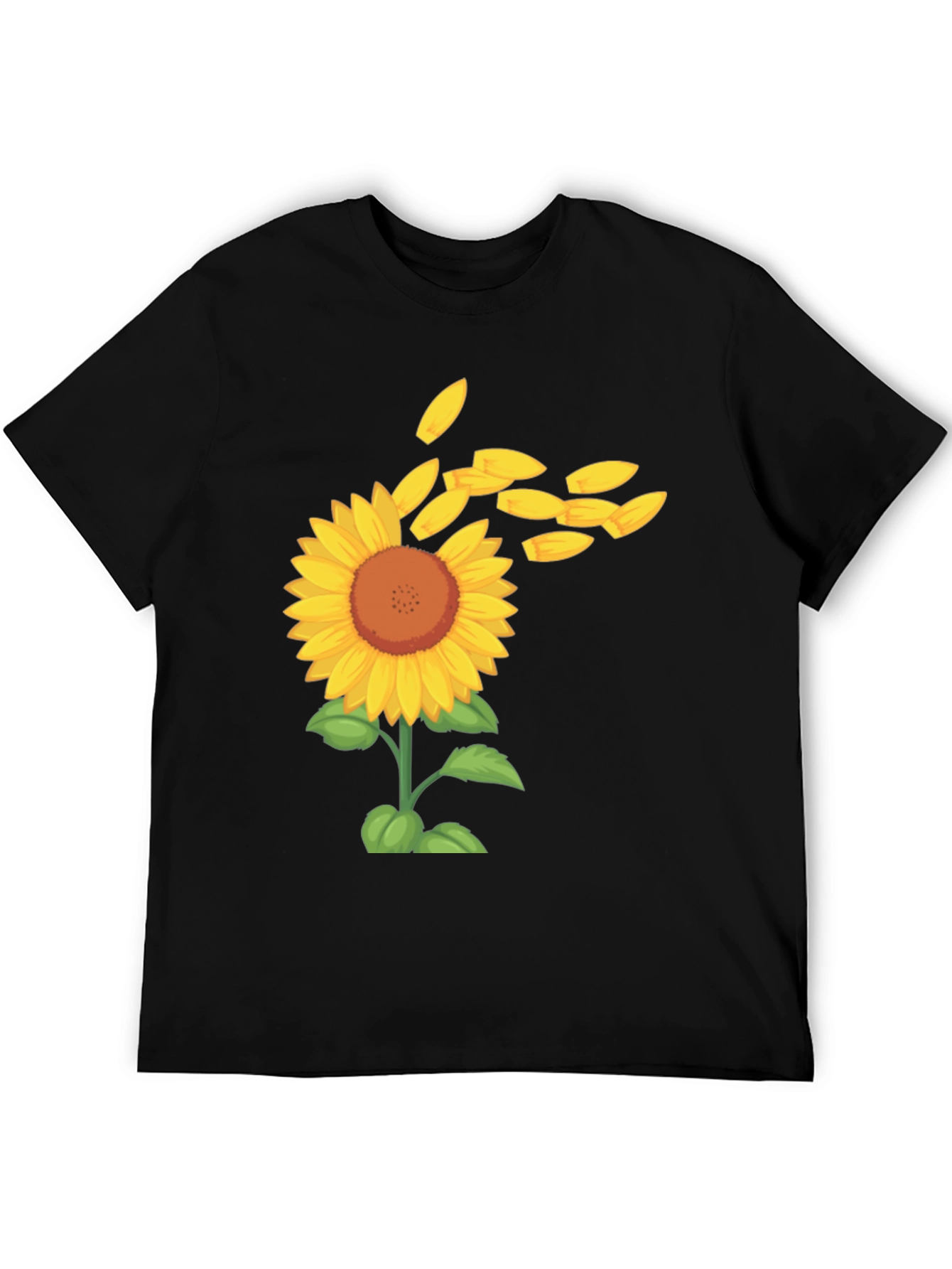 Black Sunflower Petals Men's Black Tee view 5