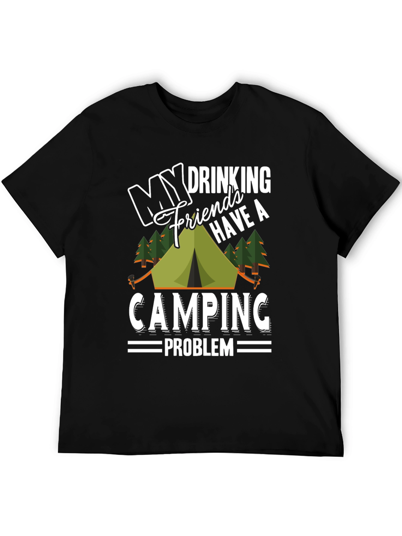 Black My Drinking Friends Camping T-Shirt view 5