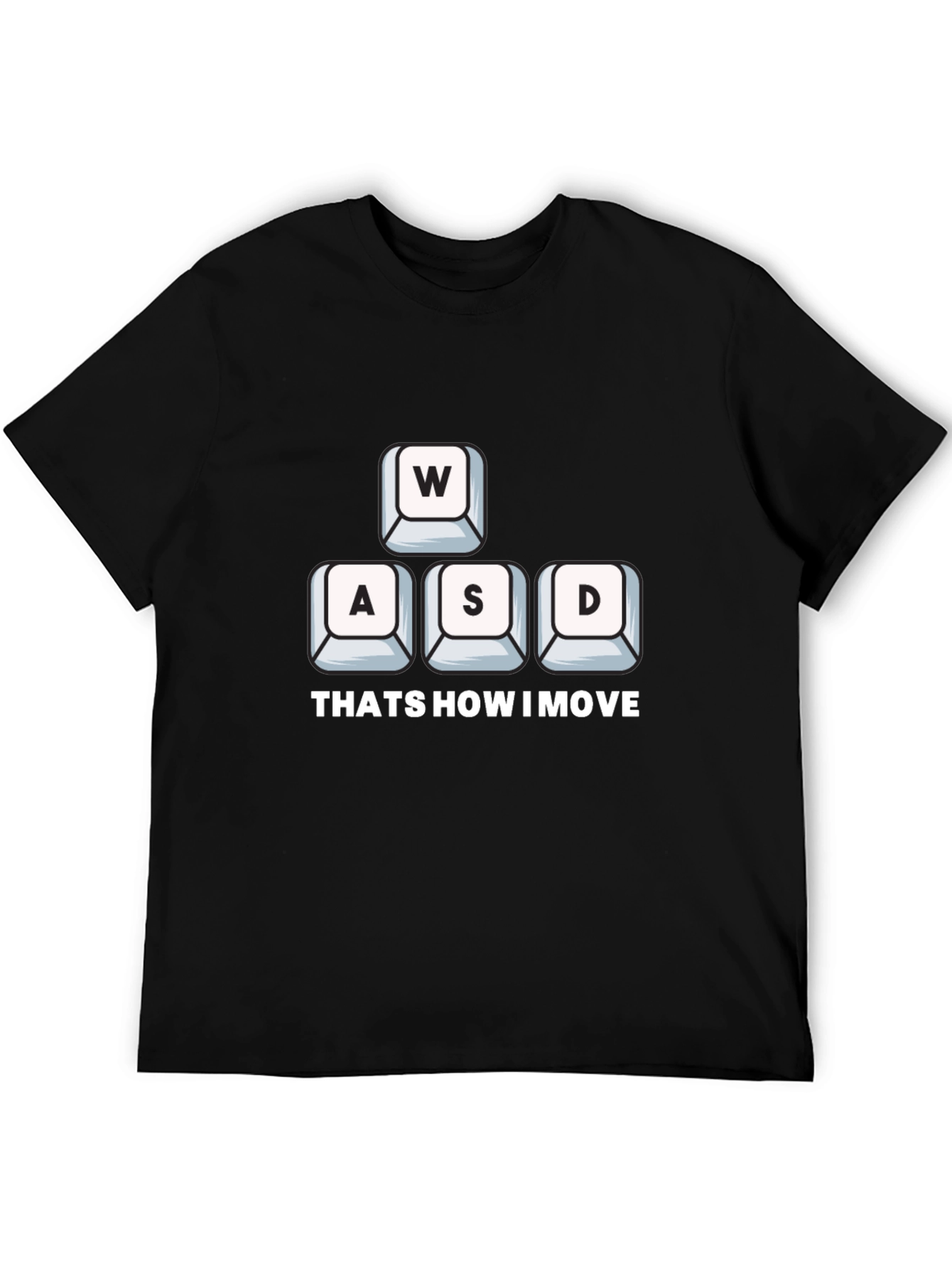 Black Gamer Move T-Shirt - WASD Keys Design view 5