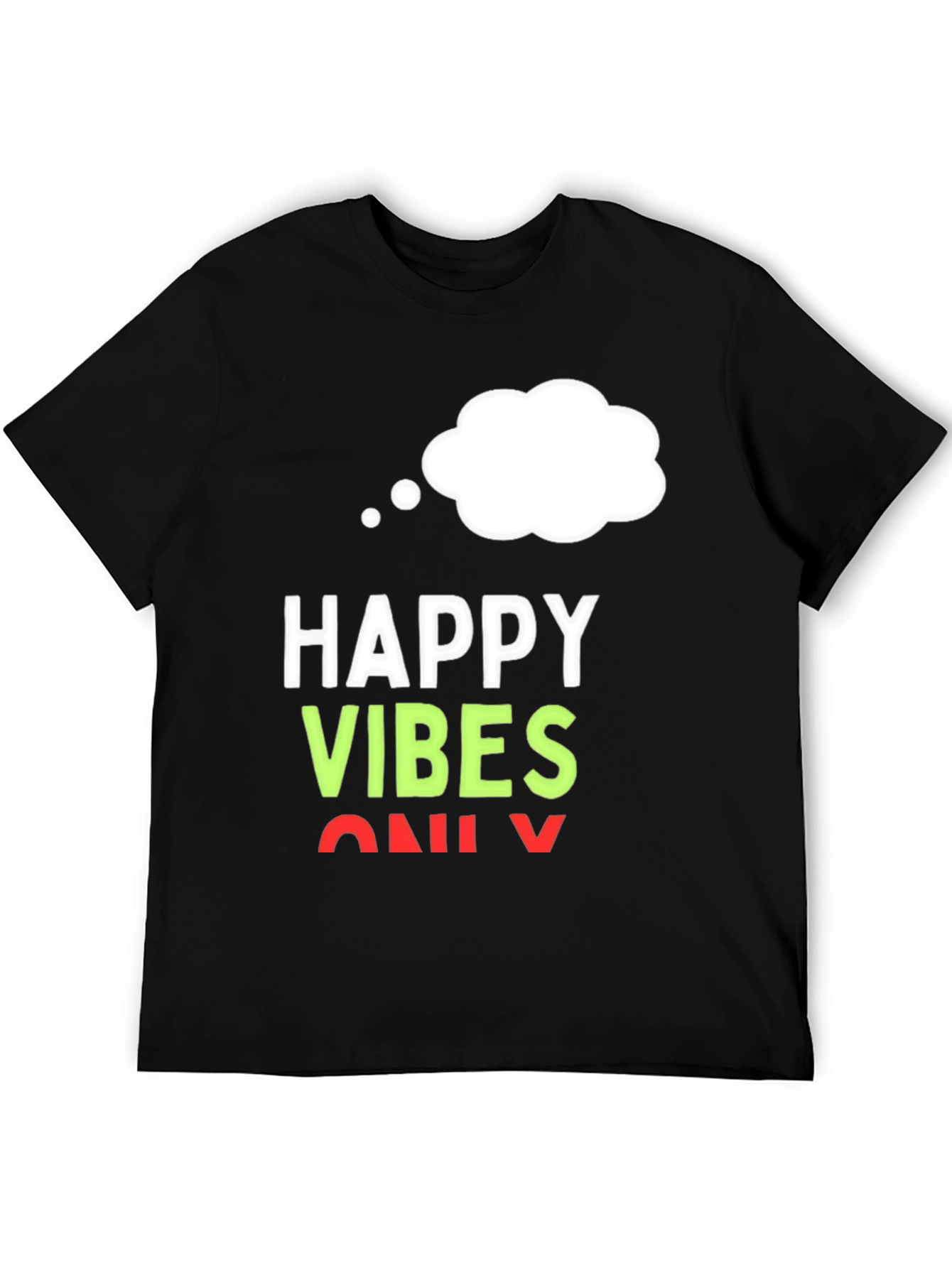 Black Happy Vibes Only T-Shirt - Black Casual Tee view 5