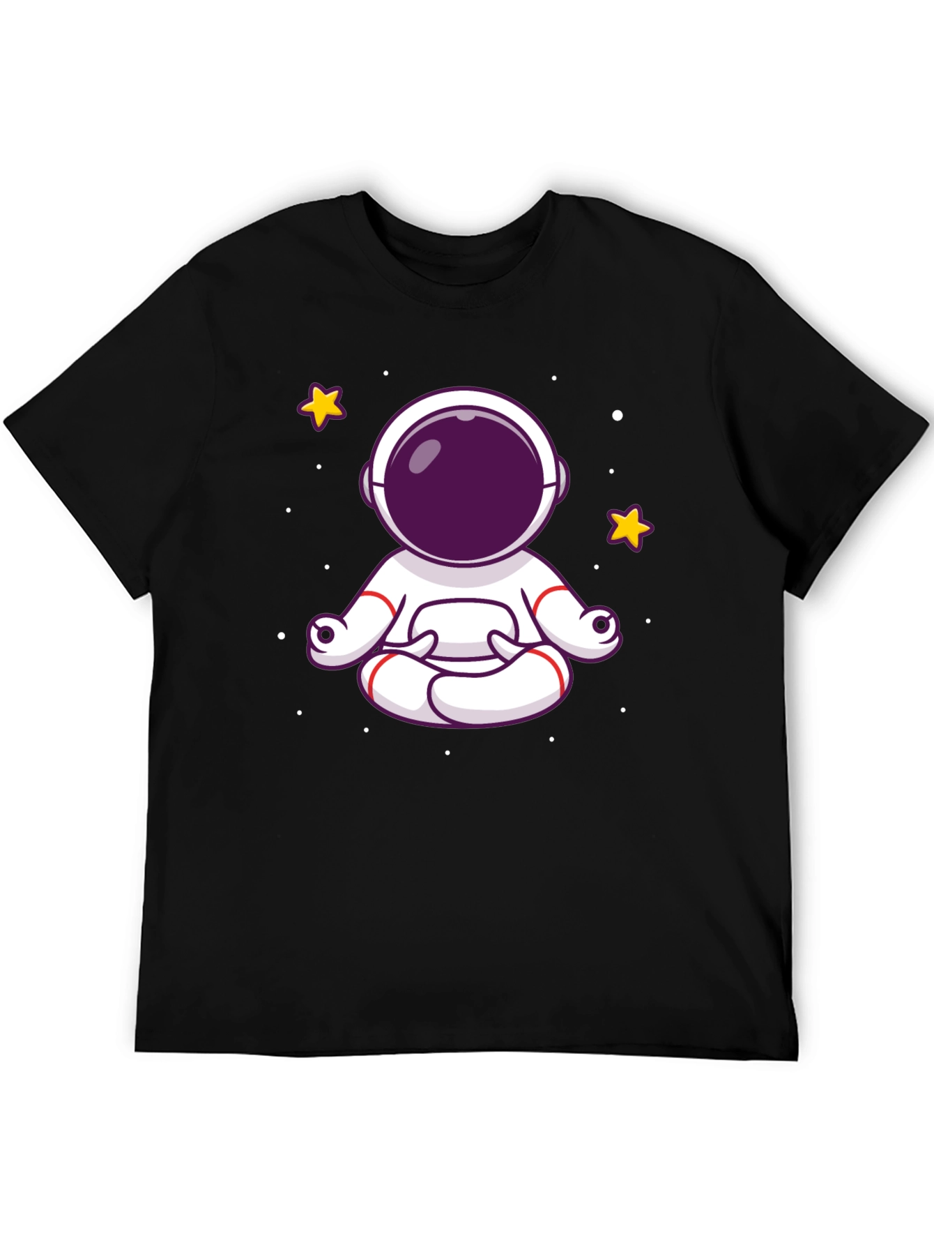 Black Meditating Astronaut Graphic Tee - Black Cotton Shirt view 5