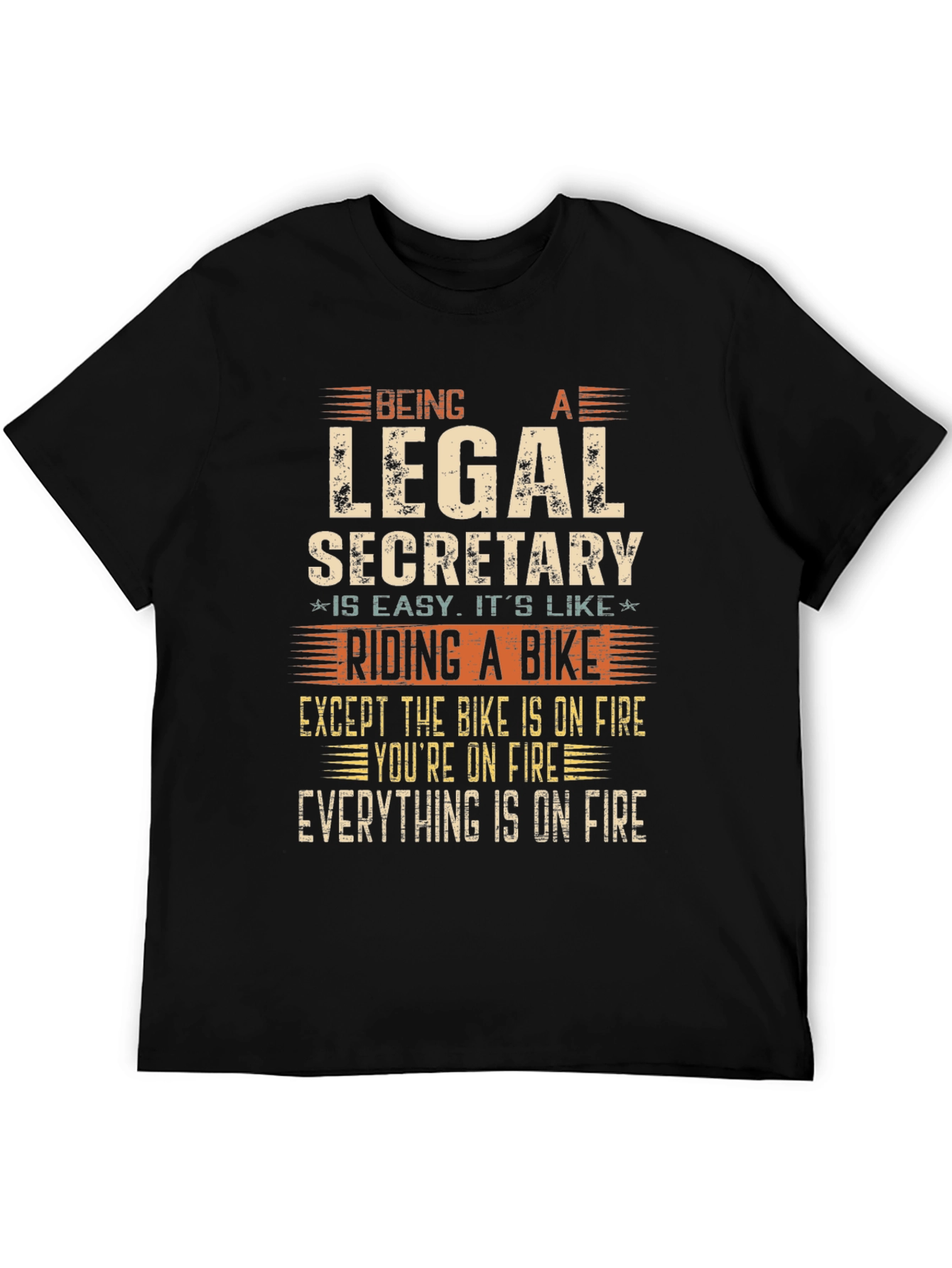 Black Legal Secretary T-Shirt: Riding a Bike On Fire view 5