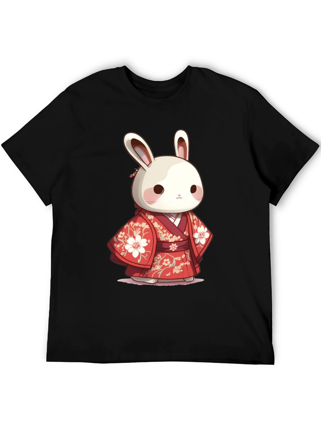 Black Cute Bunny in Kimono T-Shirt view 5