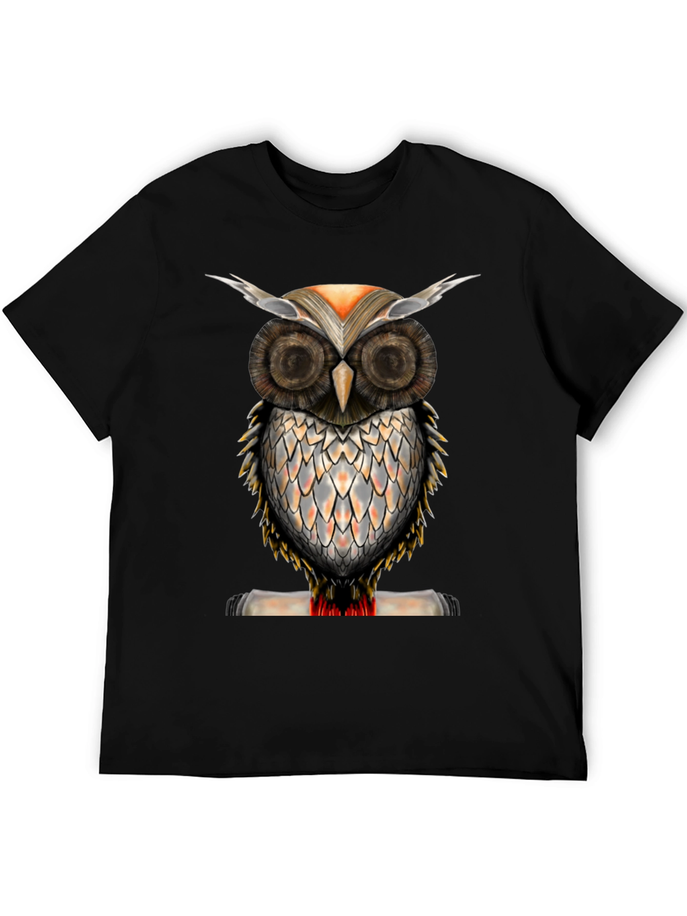 Black Owl Graphic Print Crew Neck T-Shirt view 5
