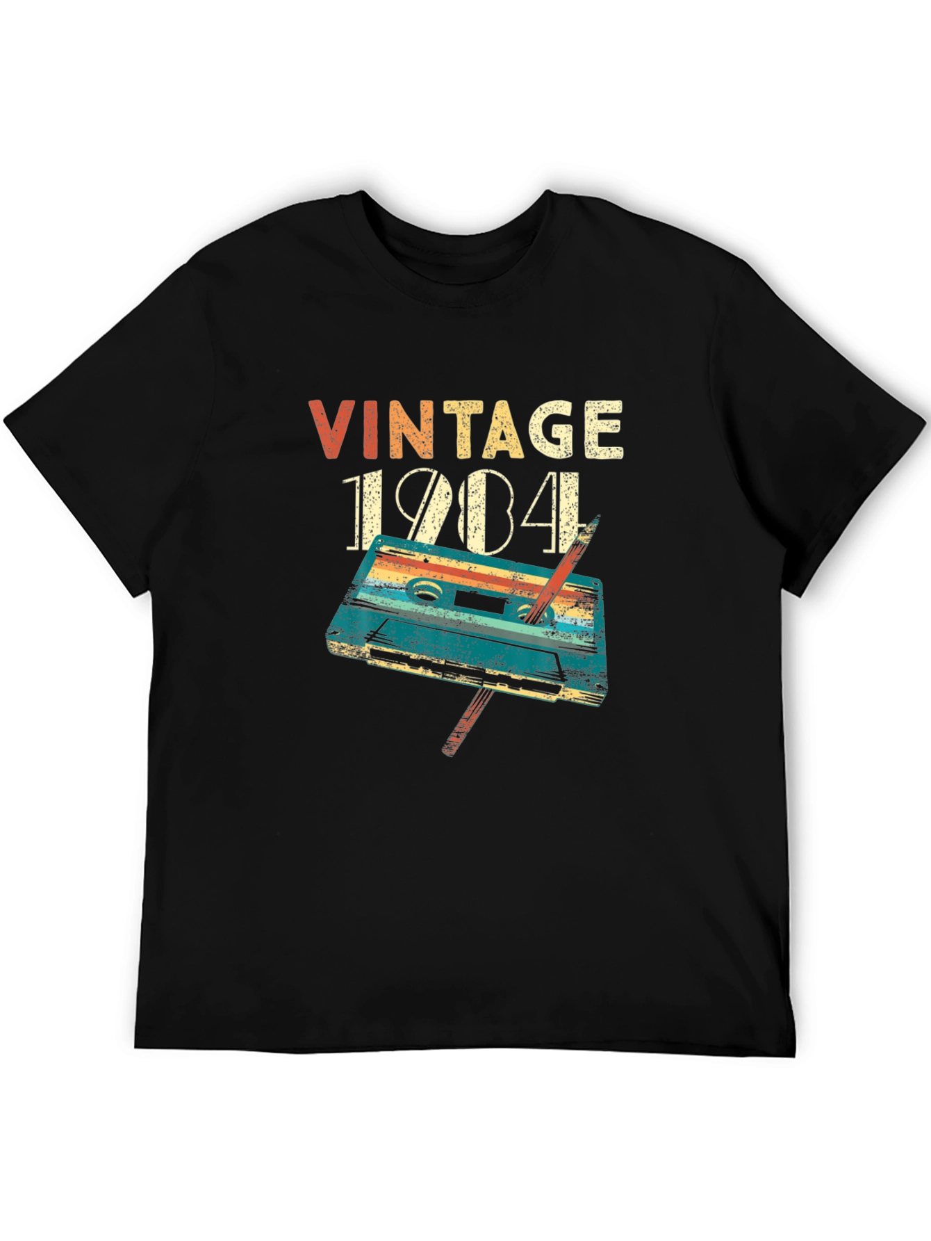 Black Vintage 1984 Cassette Tape Graphic T-Shirt view 5