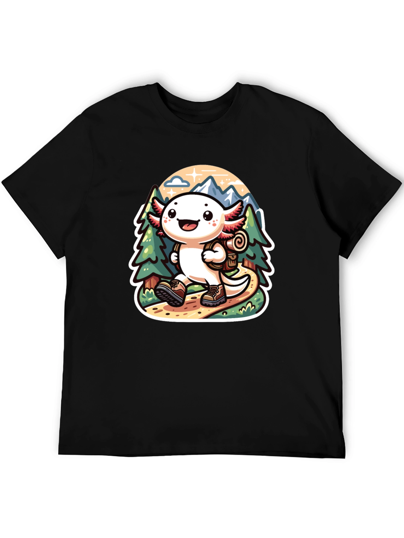 Black Axolotl Hiking T-Shirt view 5